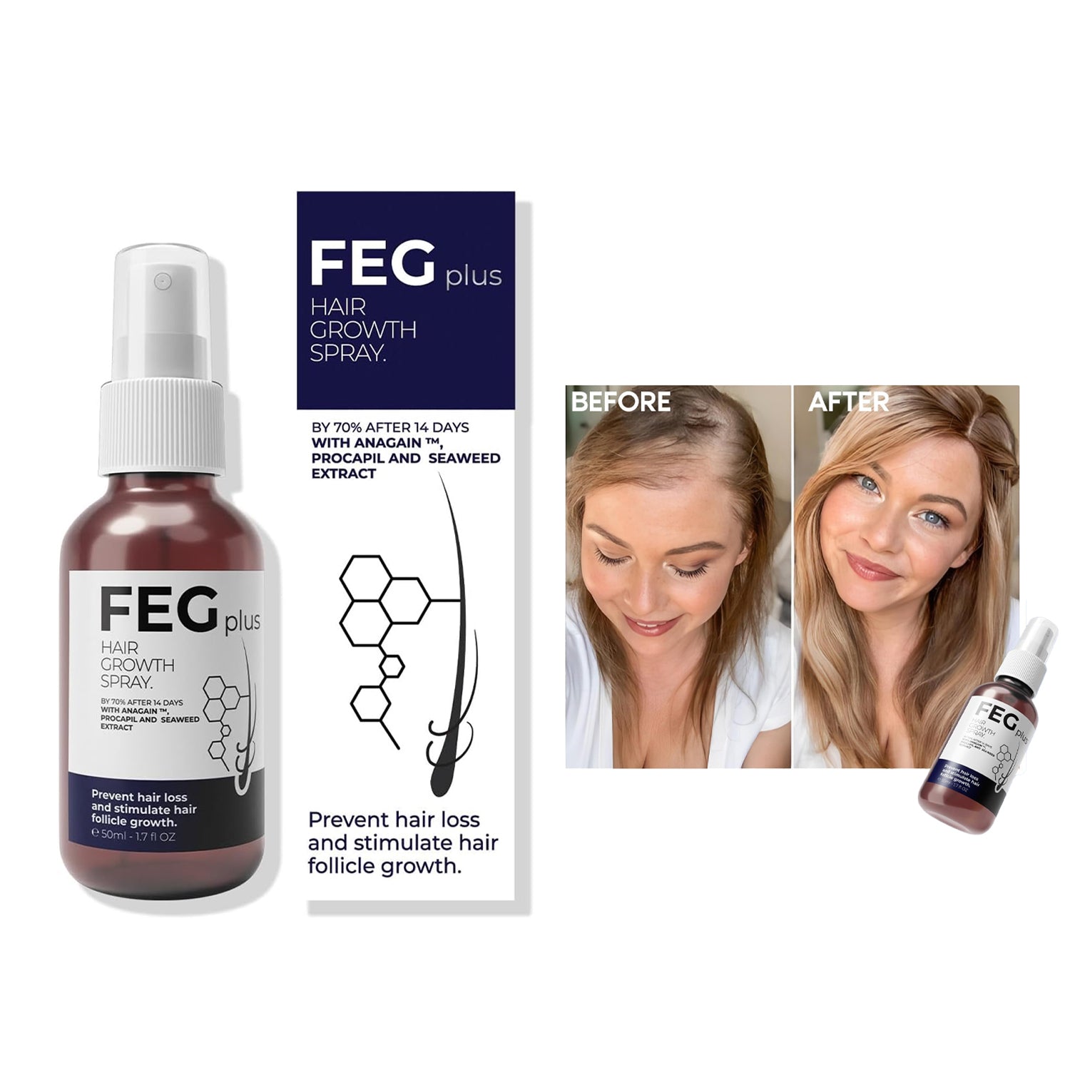 FEG Plus Hair Growth Spray Prevent Hair Loss - 50ml