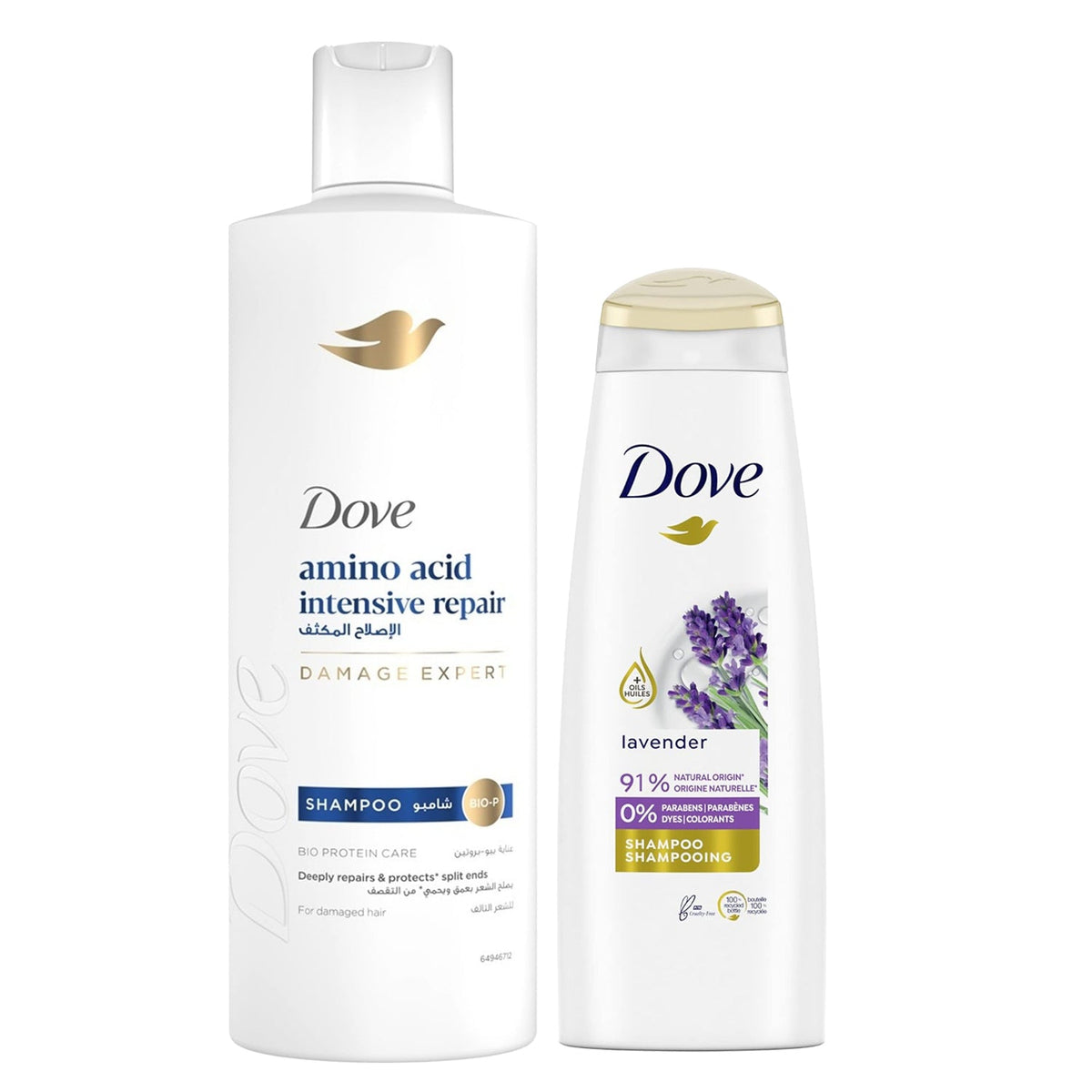 Dove Amino Acid Intensive Repair + Lavender Thickness Shampoo - 400ml+180ml