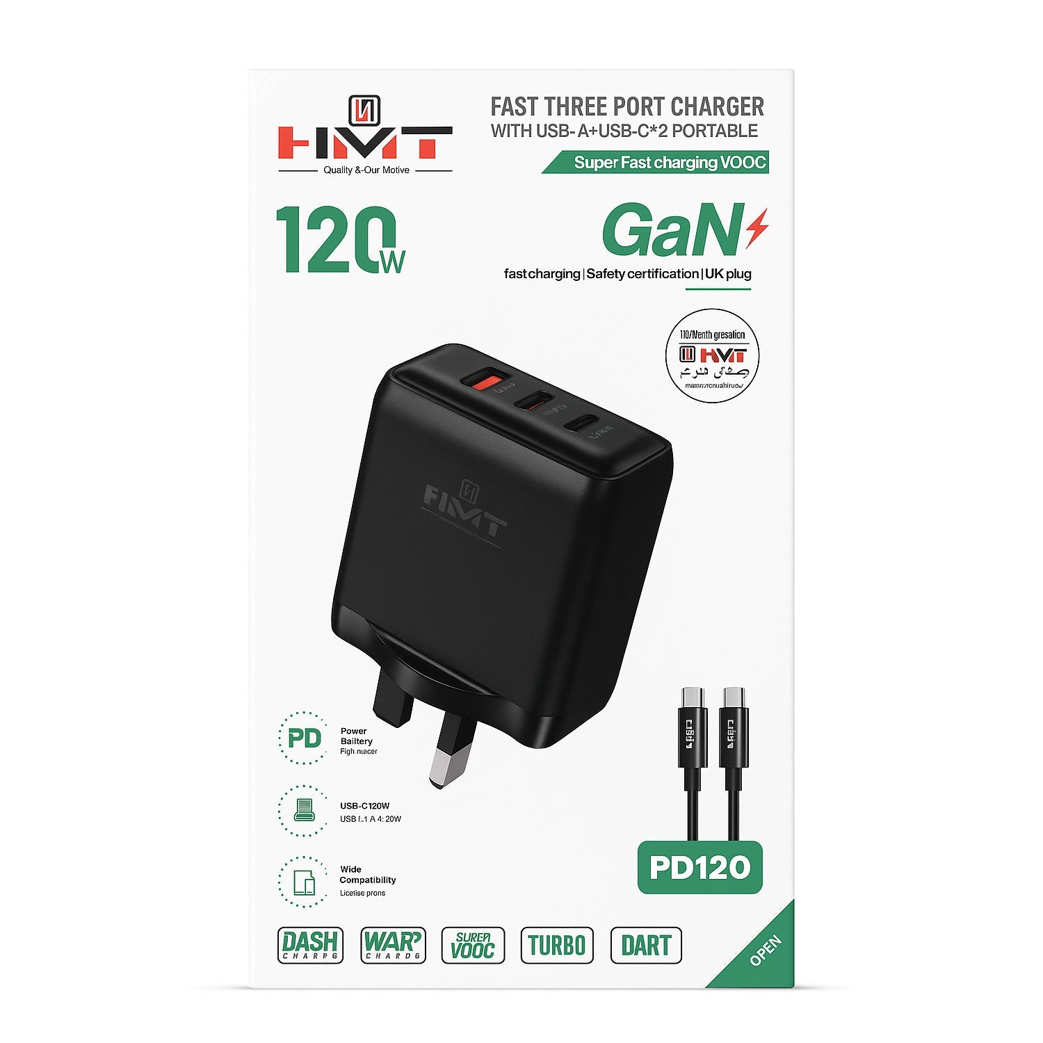 HMT 120W Fast Three Port Charger - PD120