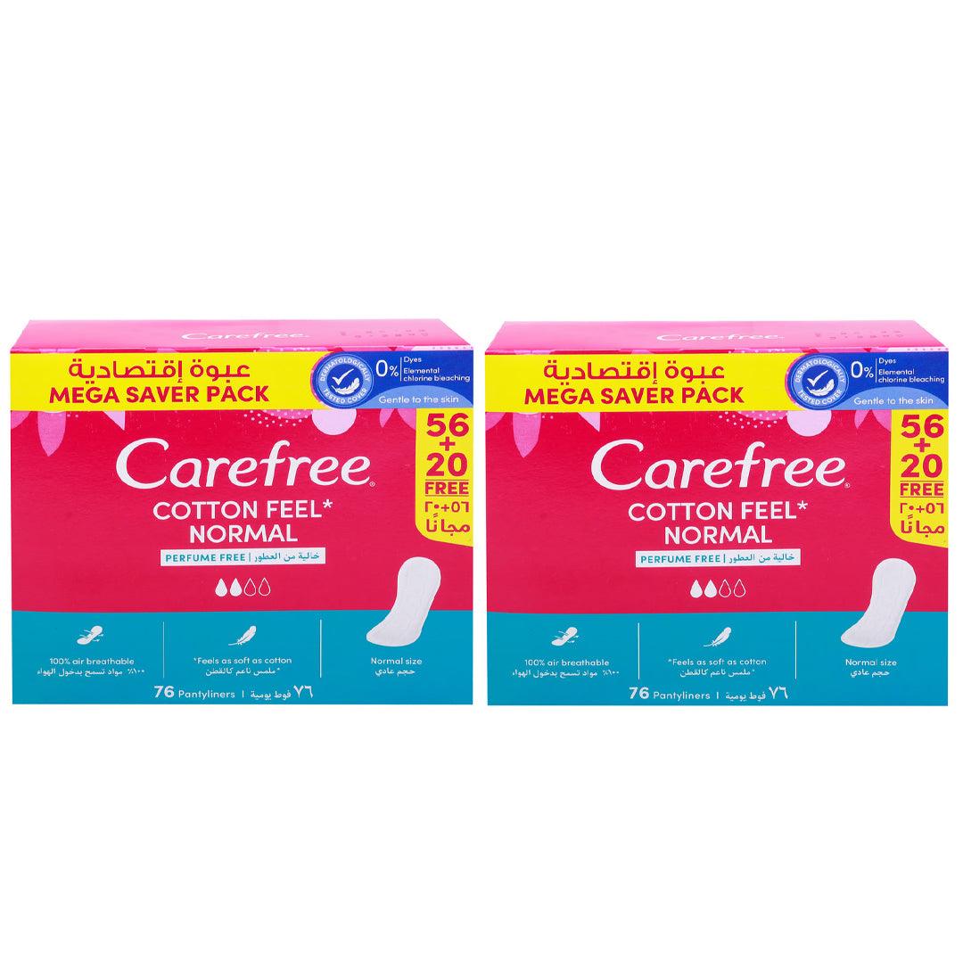 Carefree Cotton Normal Perfume Free Panty Liners - 2 × 76'S (Offer)