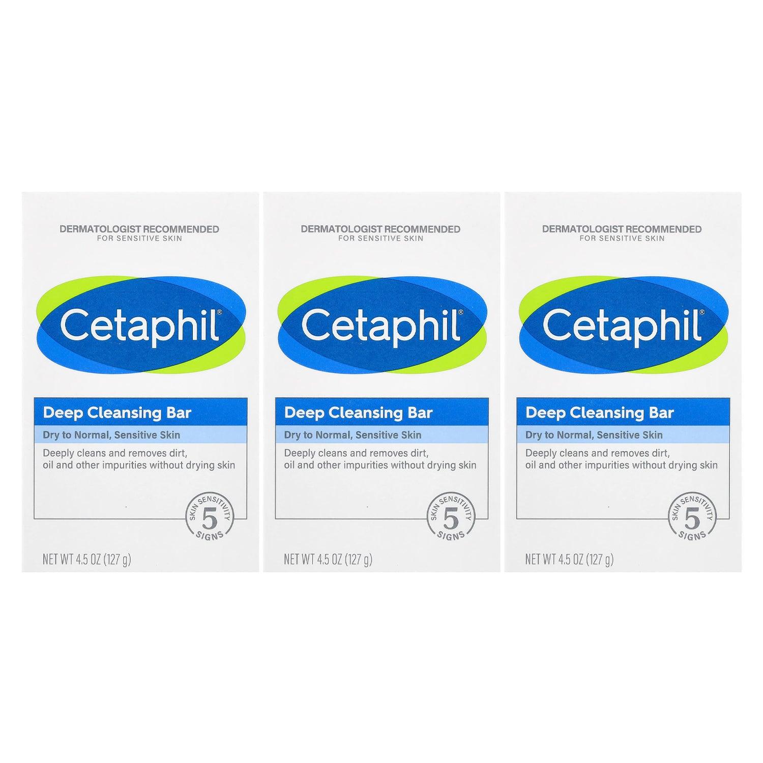 Cetaphil Deep Cleansing Bar Dry To Normal Sensitive Skin - 127g × 3 Pack