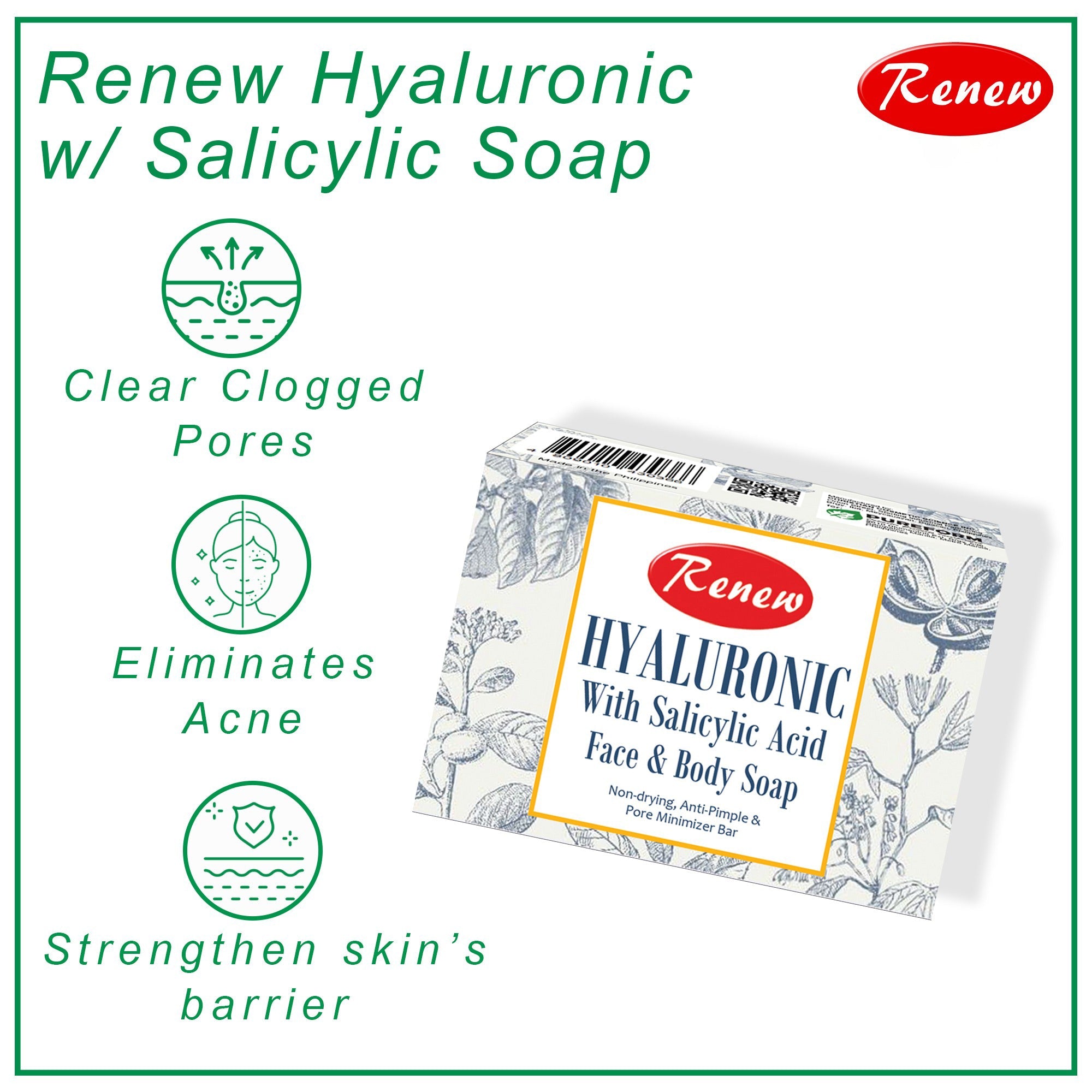 Renew Hyaluronic With Salicylic Acid Face & Body Soap - 135g
