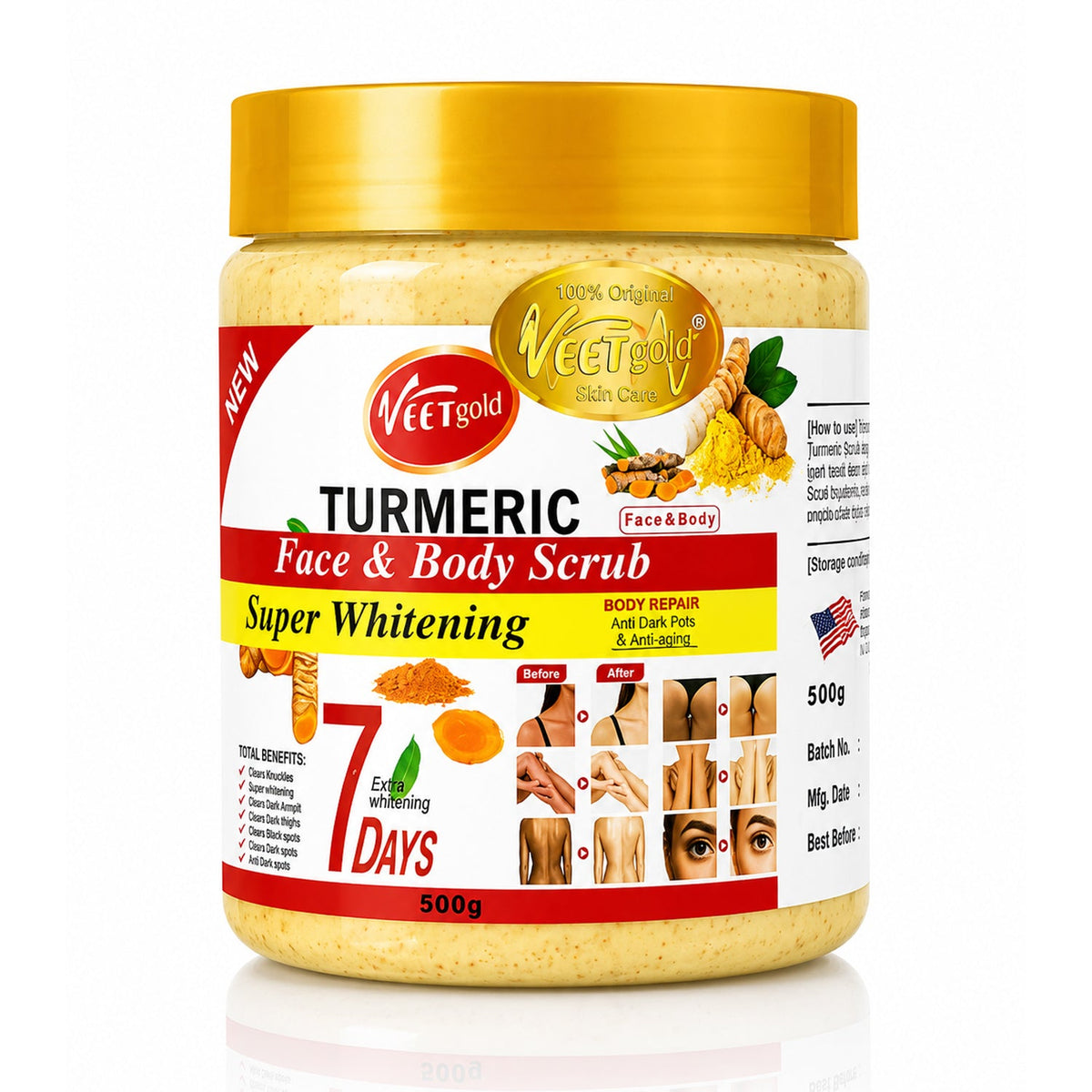 Veet Gold Turmeric Face & Body Scrub - 500g