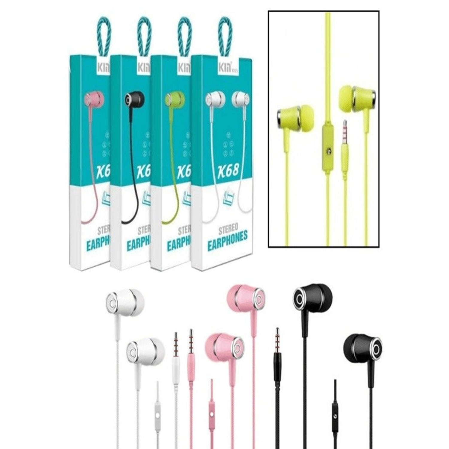 Kin Hi-Fi Stereo Wired Headphone (Assorted Color) - K68