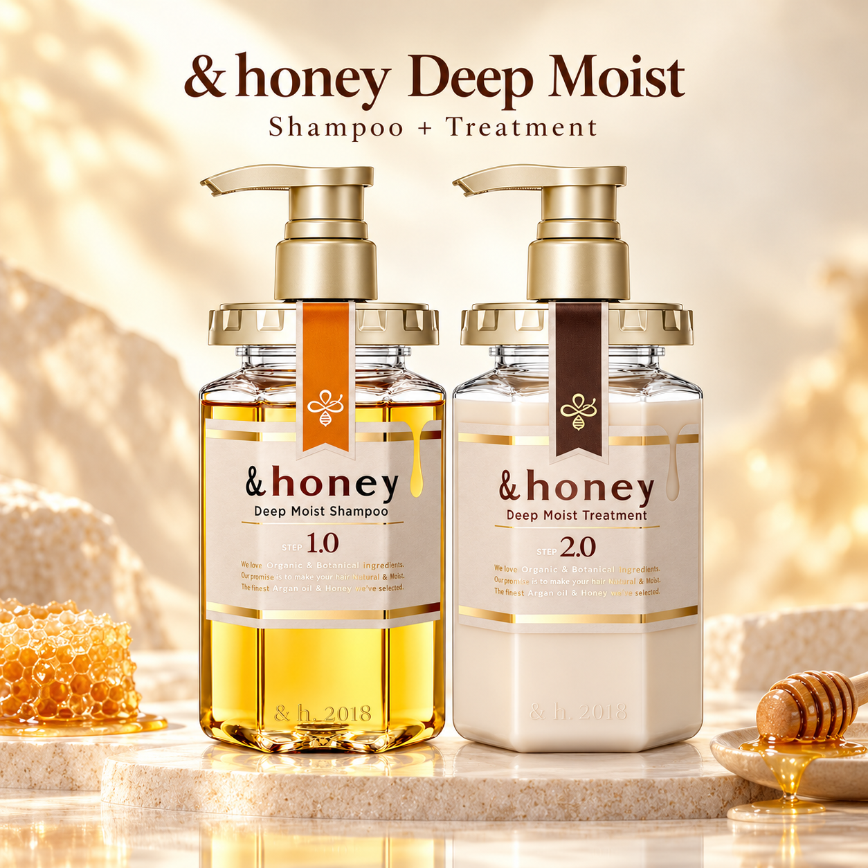 ViCREA & Honey Deep Moist Shampoo 1.0 + Treatment 2.0 Set (Japan)