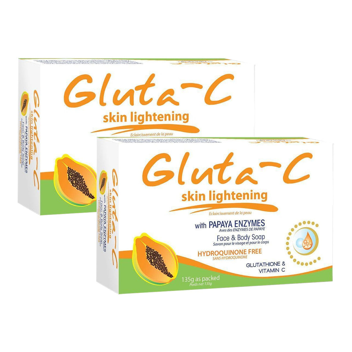 Gluta-C Skin Lightening Soap with Papaya Enzymes - 135g (1+1) Offer