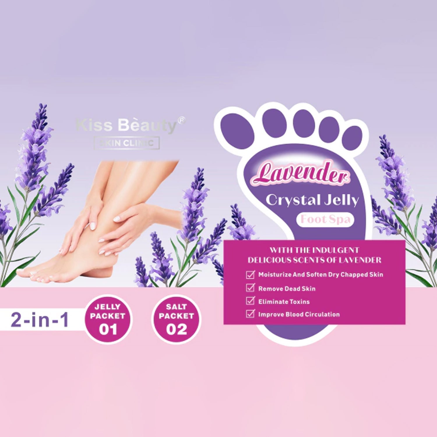 Kiss Beauty Lavender Crystal Jelly Foot Spa - 40g+40g