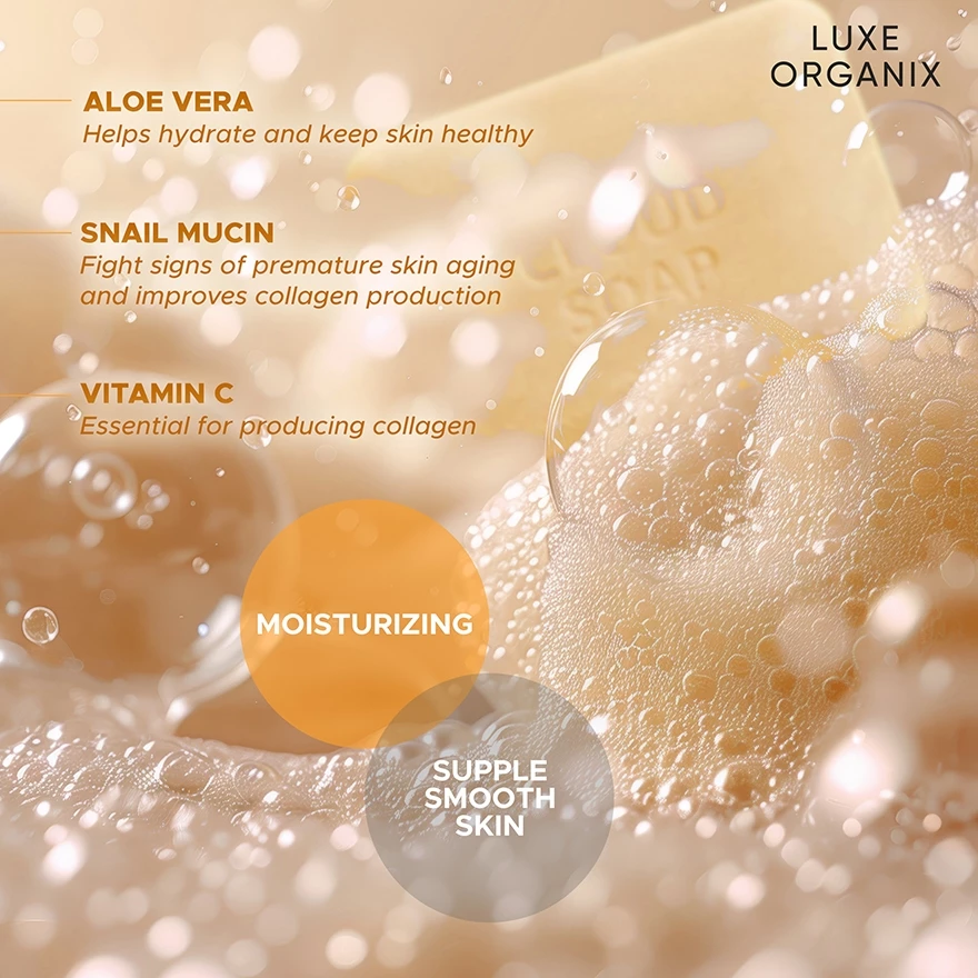 Luxe Organix Aloe Vera & Snail Moisturizing Cloud Soap - 180g