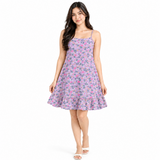 Floral Print Sleeveless Ruffle Hem Dress