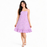 Floral Print Sleeveless Ruffle Hem Dress