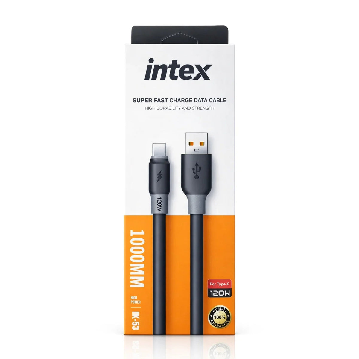 كابل بيانات شحن فائق السرعة تايب سي 120 واط من intex طراز IK-53