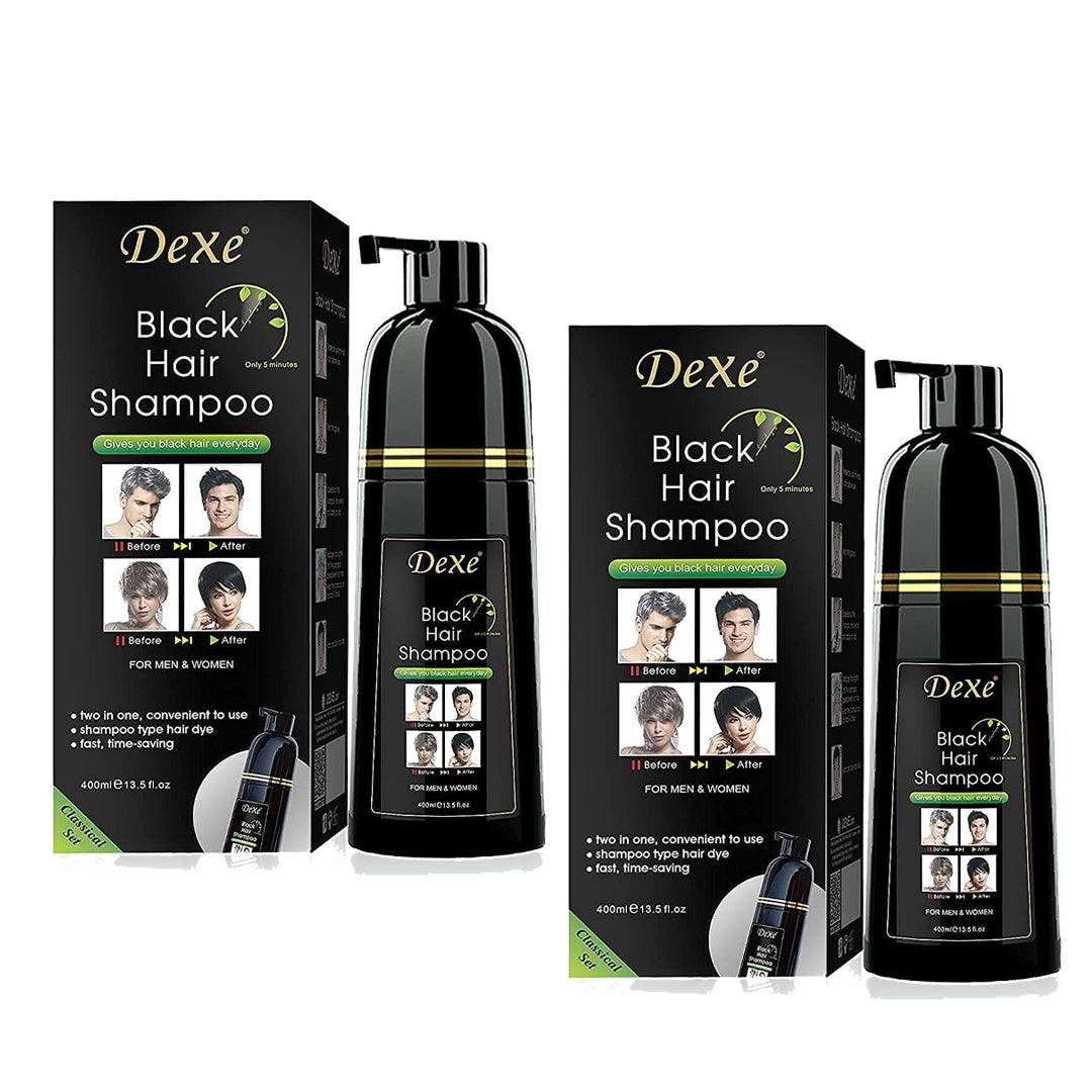 Dexe Black Hair Shampoo Instant Hair Blackening Dye - 400ml × 2 Pcs