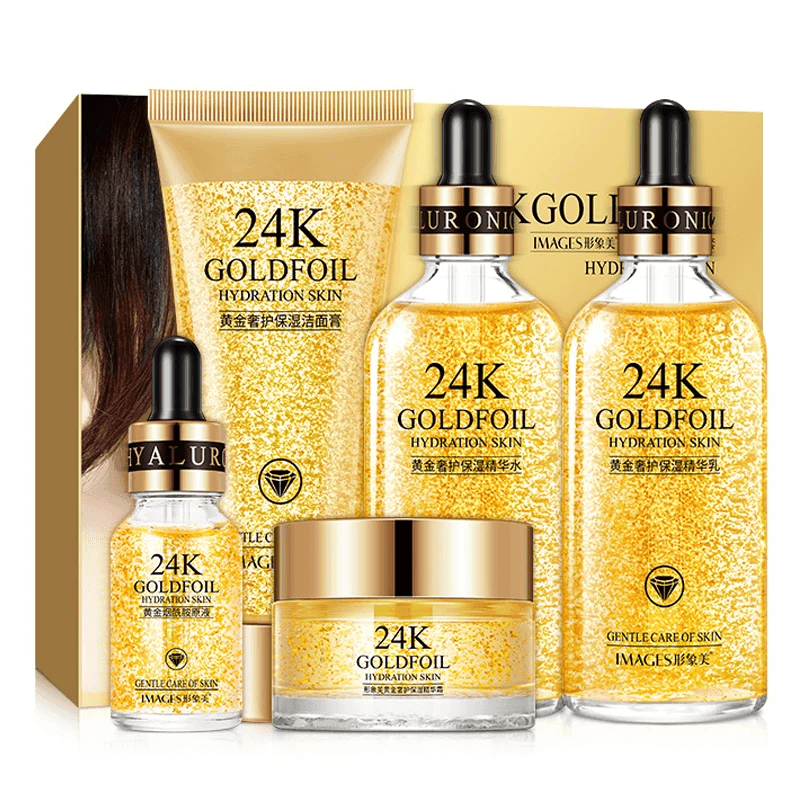 24k Gold Luxury Care Foil Hydration Skin Care 5Pcs Set - Pinoyhyper