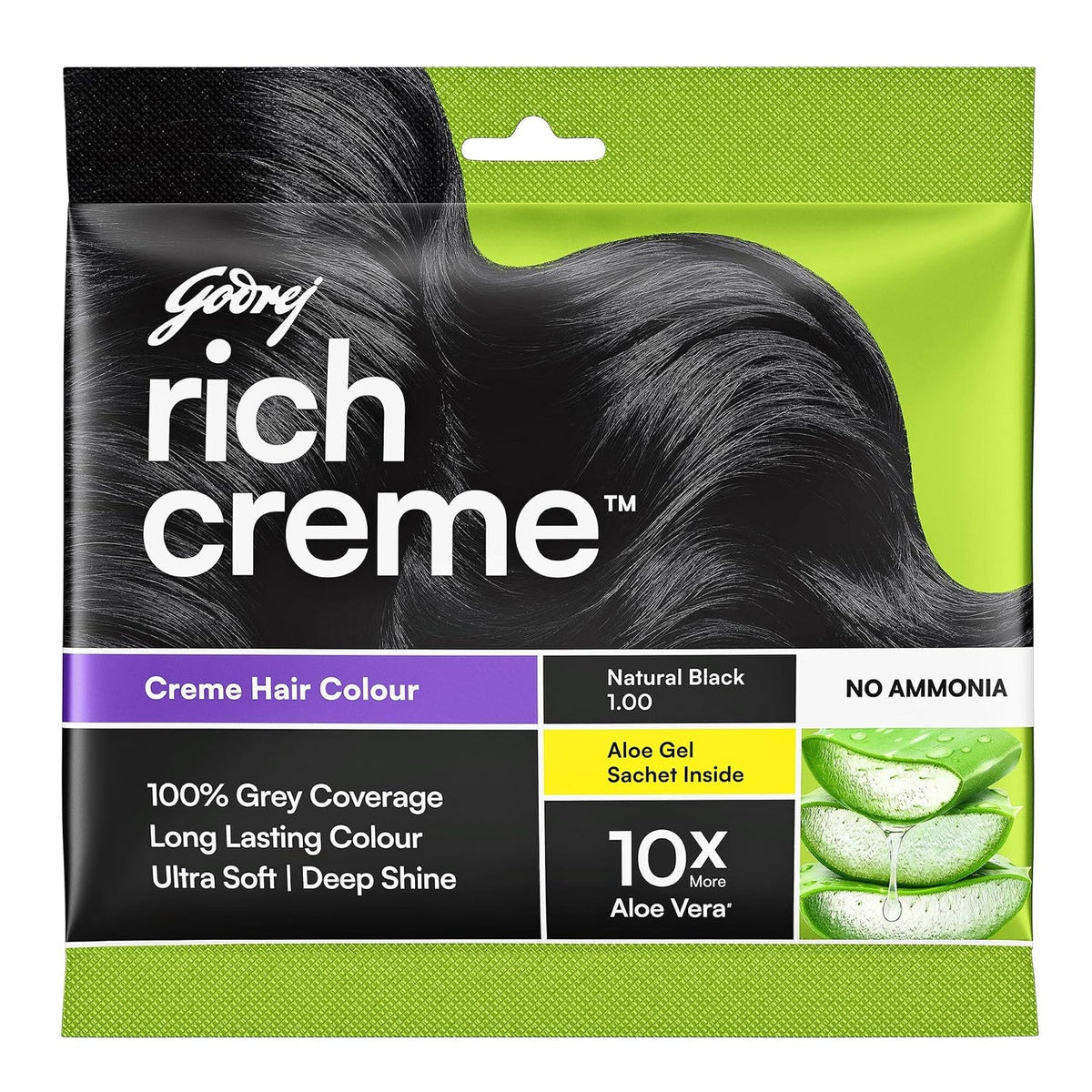 Godrej Rich Creme Hair Color Natural Black 1.00 - 20g + 20ml
