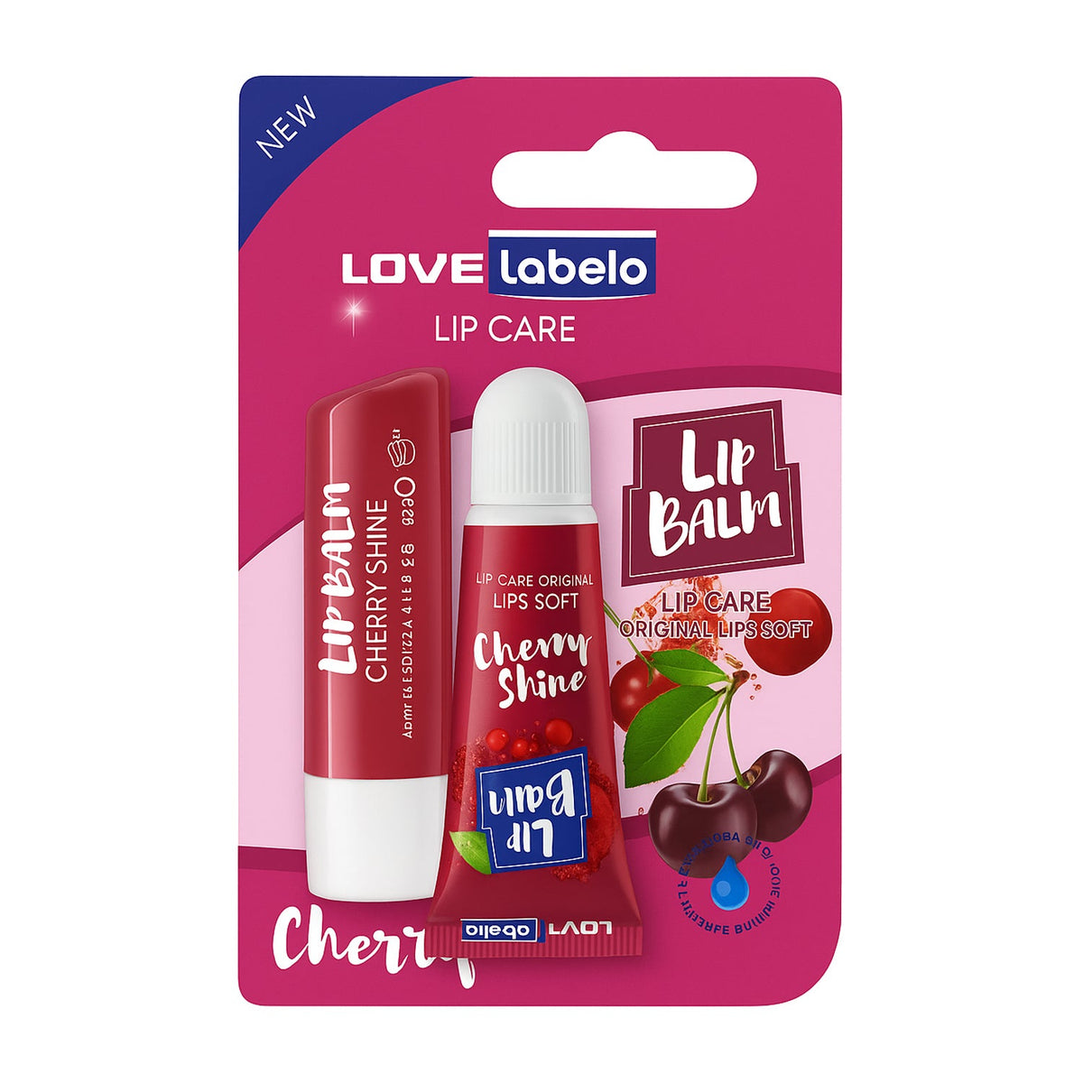 Love Labelo Cherry Shine Lip Balm Set - 4.8g + 10g