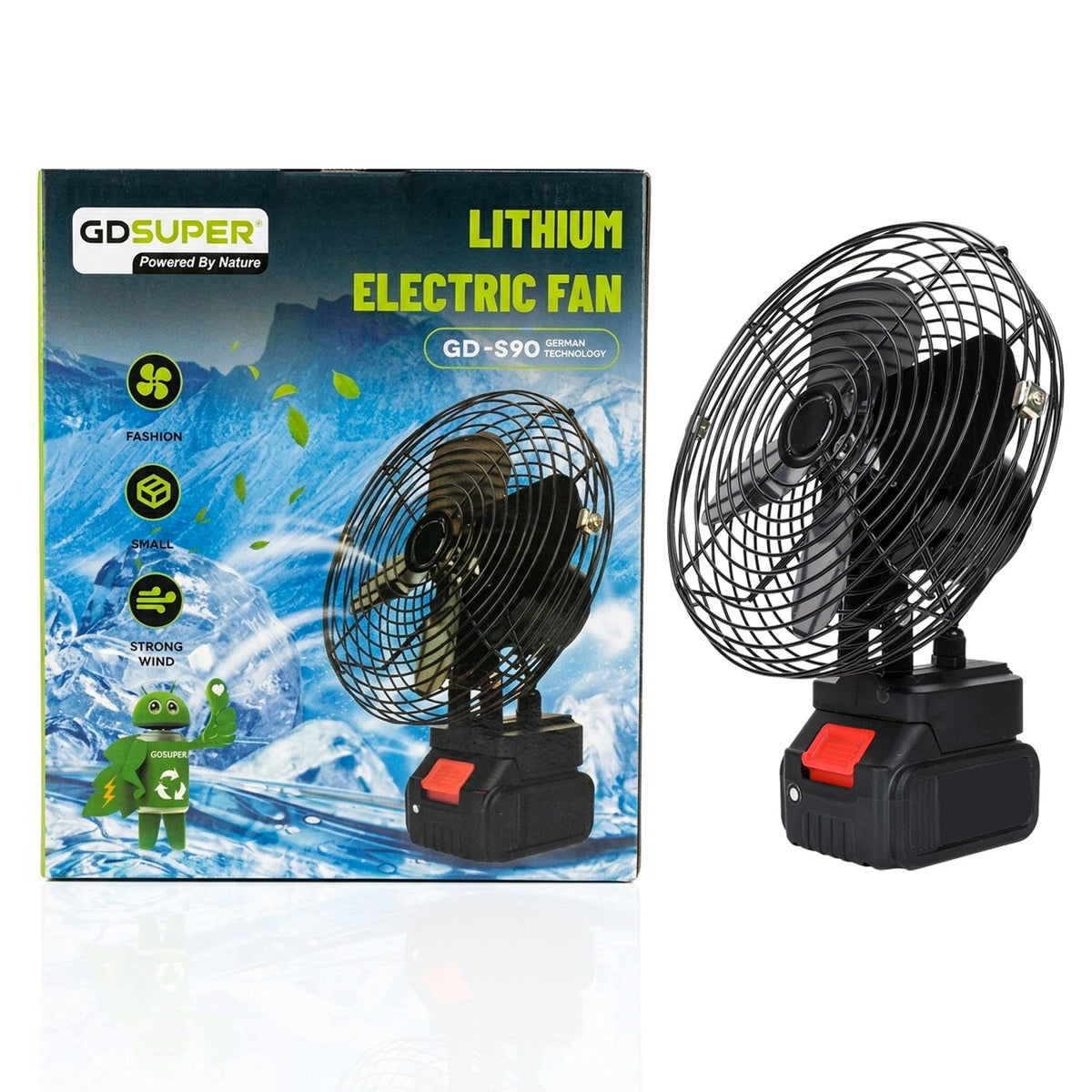 GD Super Rechargeable Lithium Electric Fan GD-S90