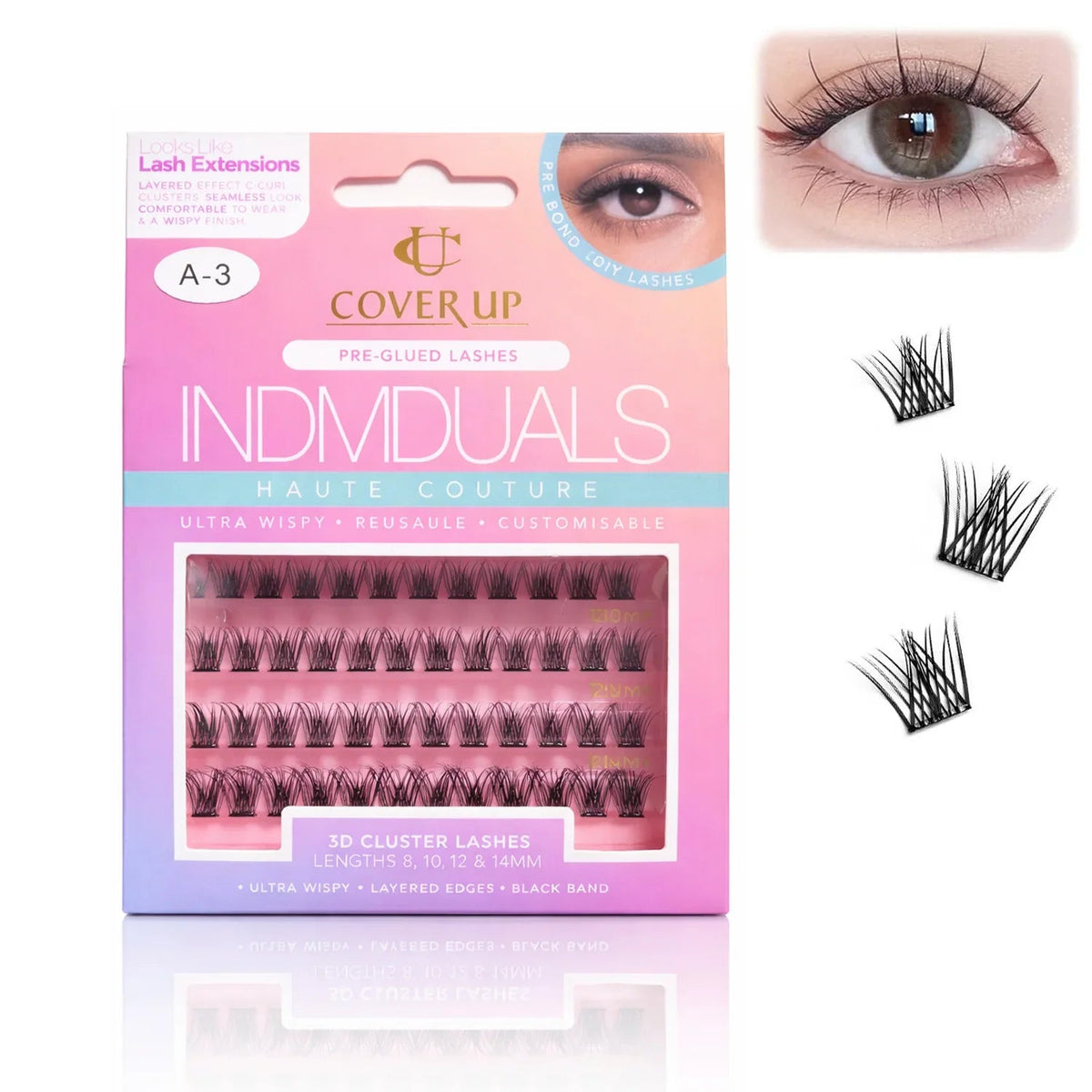 Cover Up Pre-Glued 3D Cluster Eyelashes A-3