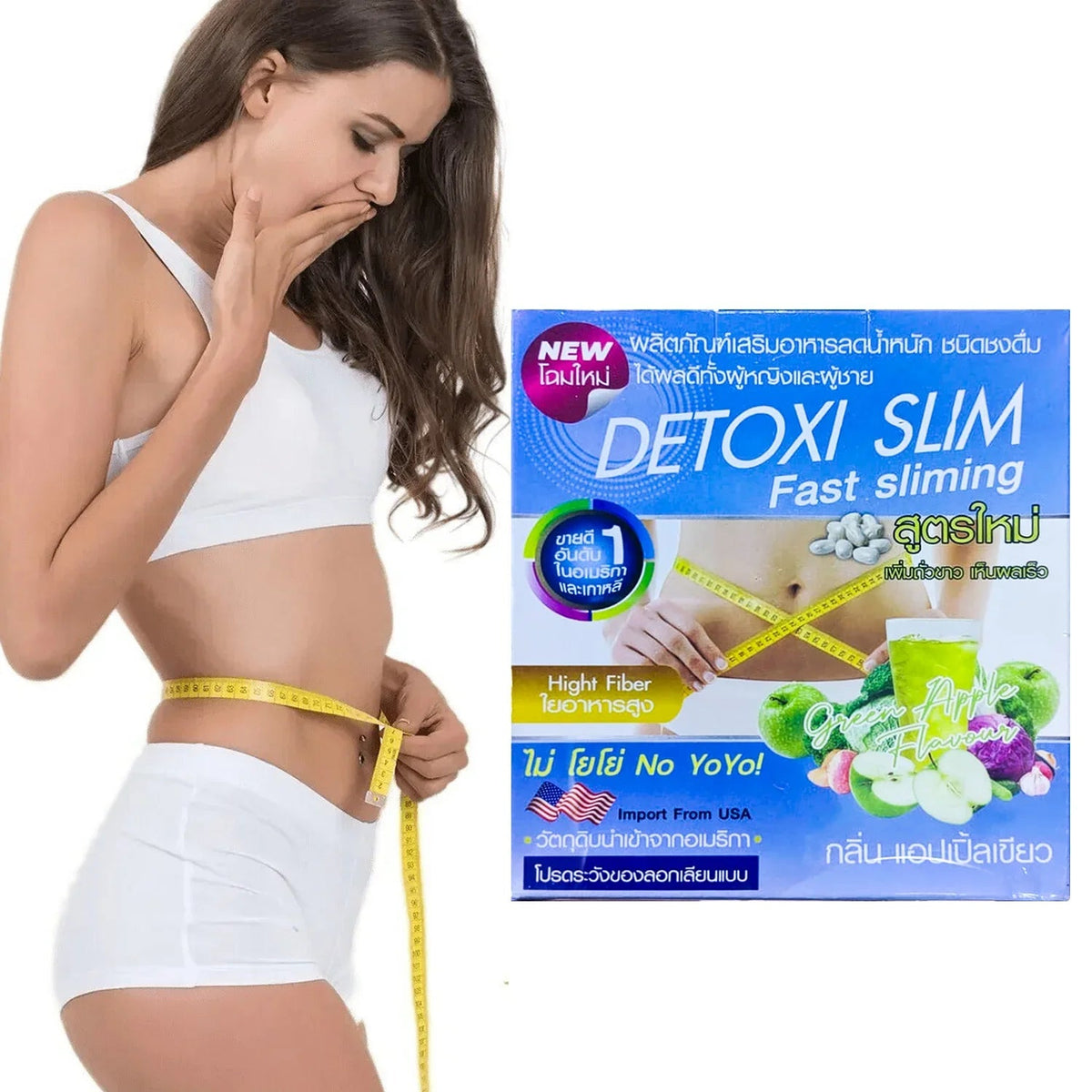 Detoxi Slim High Fiber Green Apple Flavour - 15g × 10 Sachets