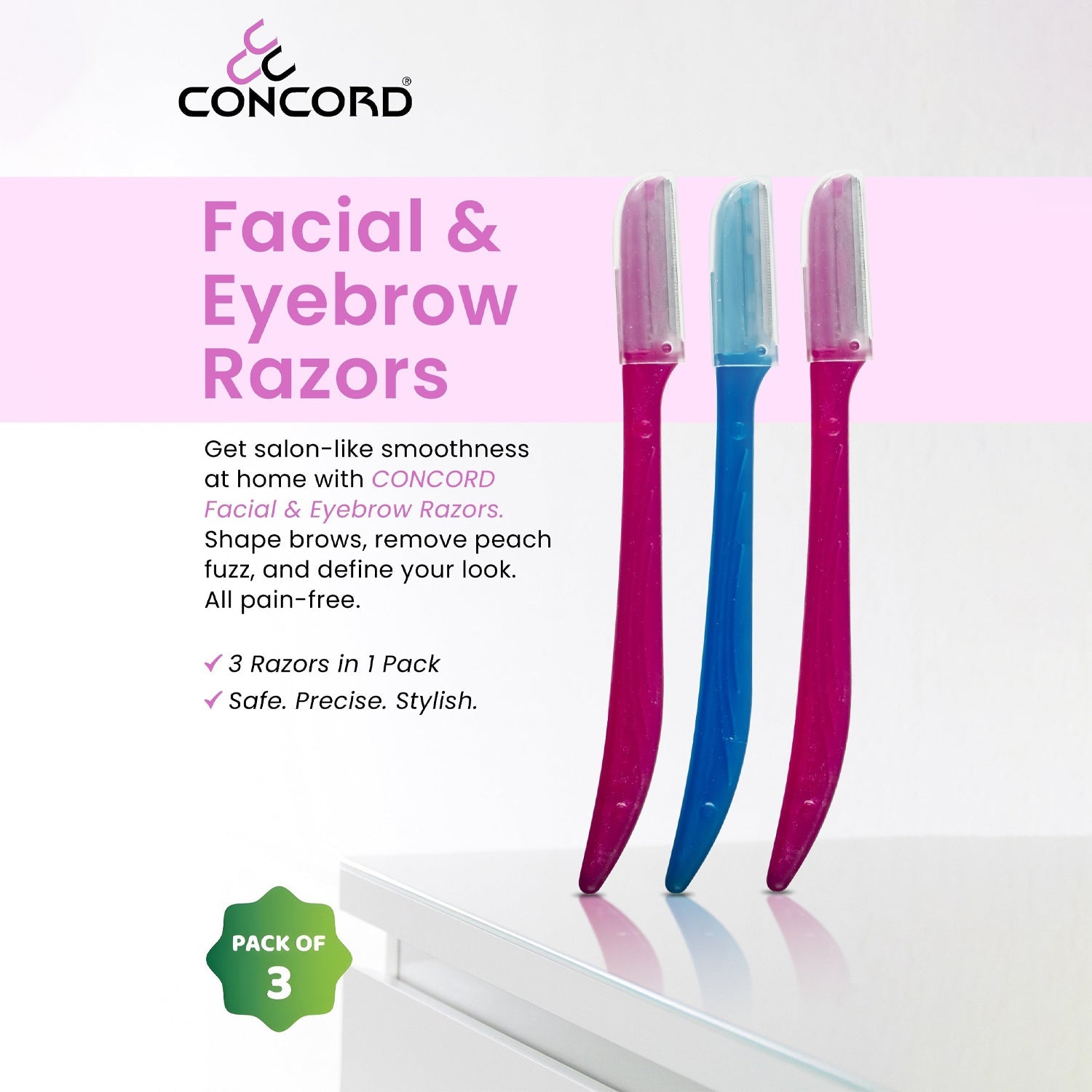 CONCORD Facial & Eyebrow Razors 3 Pack - CER01