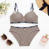 Ribbed Wireless Comfort Push-Up Bra and Panty Set - 5001