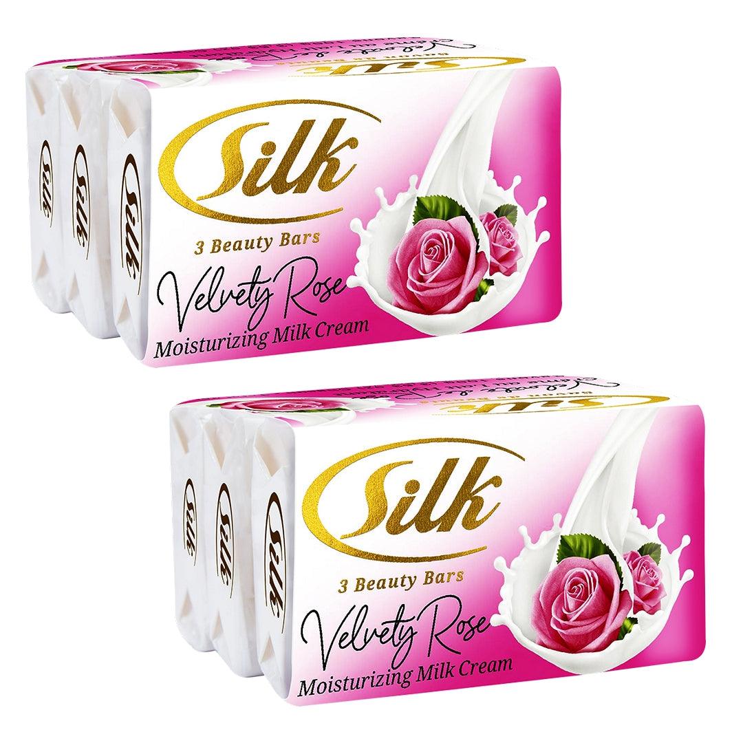 Silk Velvety Rose Moisturizing Milk Cream Soap - 120g x 6 Pcs