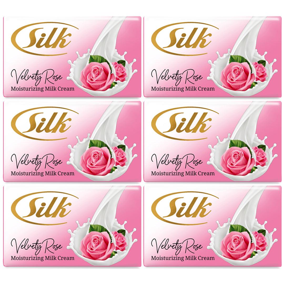 Silk Velvety Rose Moisturizing Milk Cream Soap - 120g x 6 Pcs