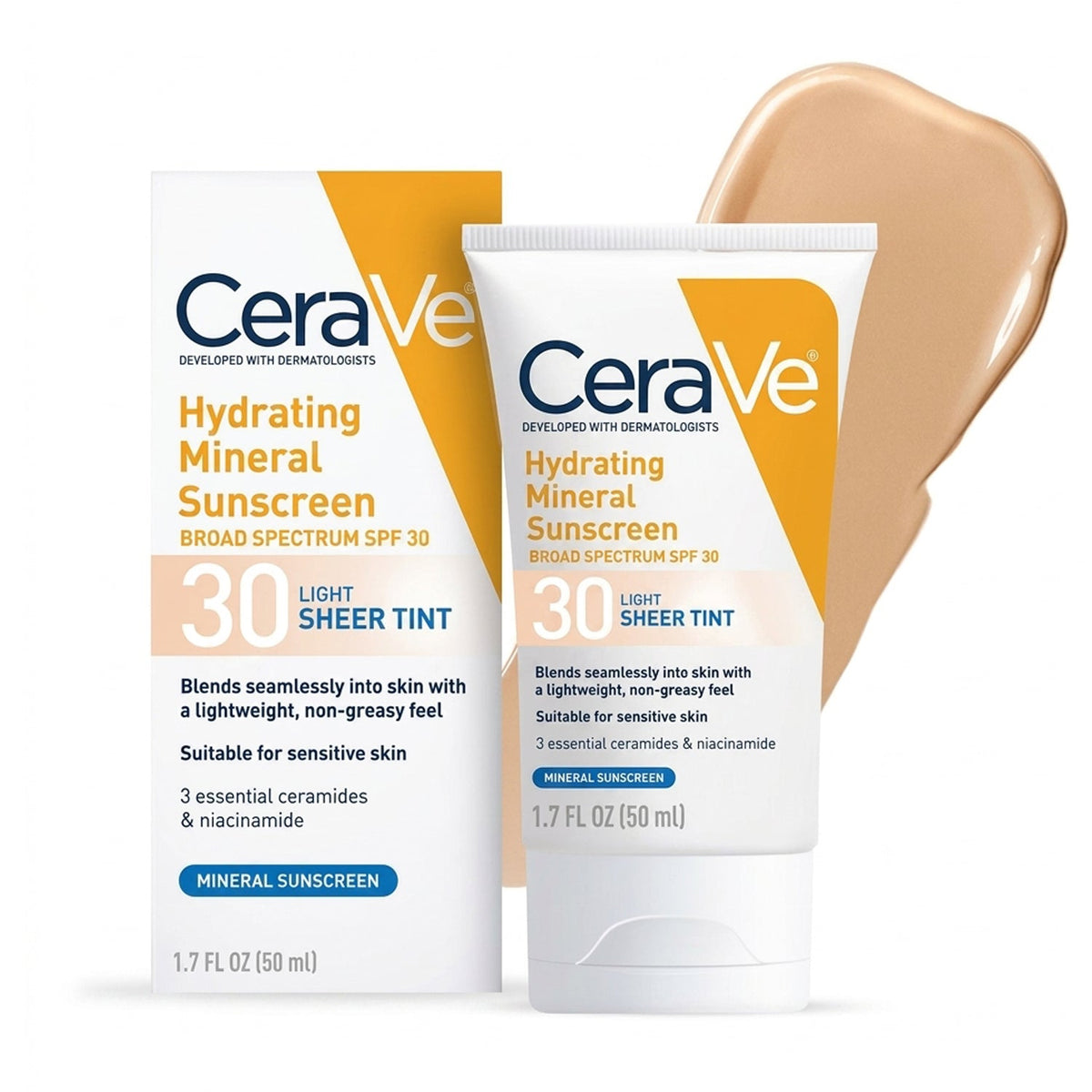 CeraVe Hydrating Mineral Sunscreen SPF 30 Light Sheer Tint - 50ml