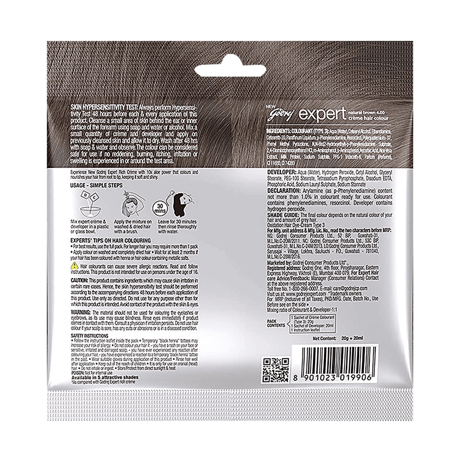 Godrej Expert Rich Creme Hair Color Natural Brown 4.00 - 20ml + 20ml