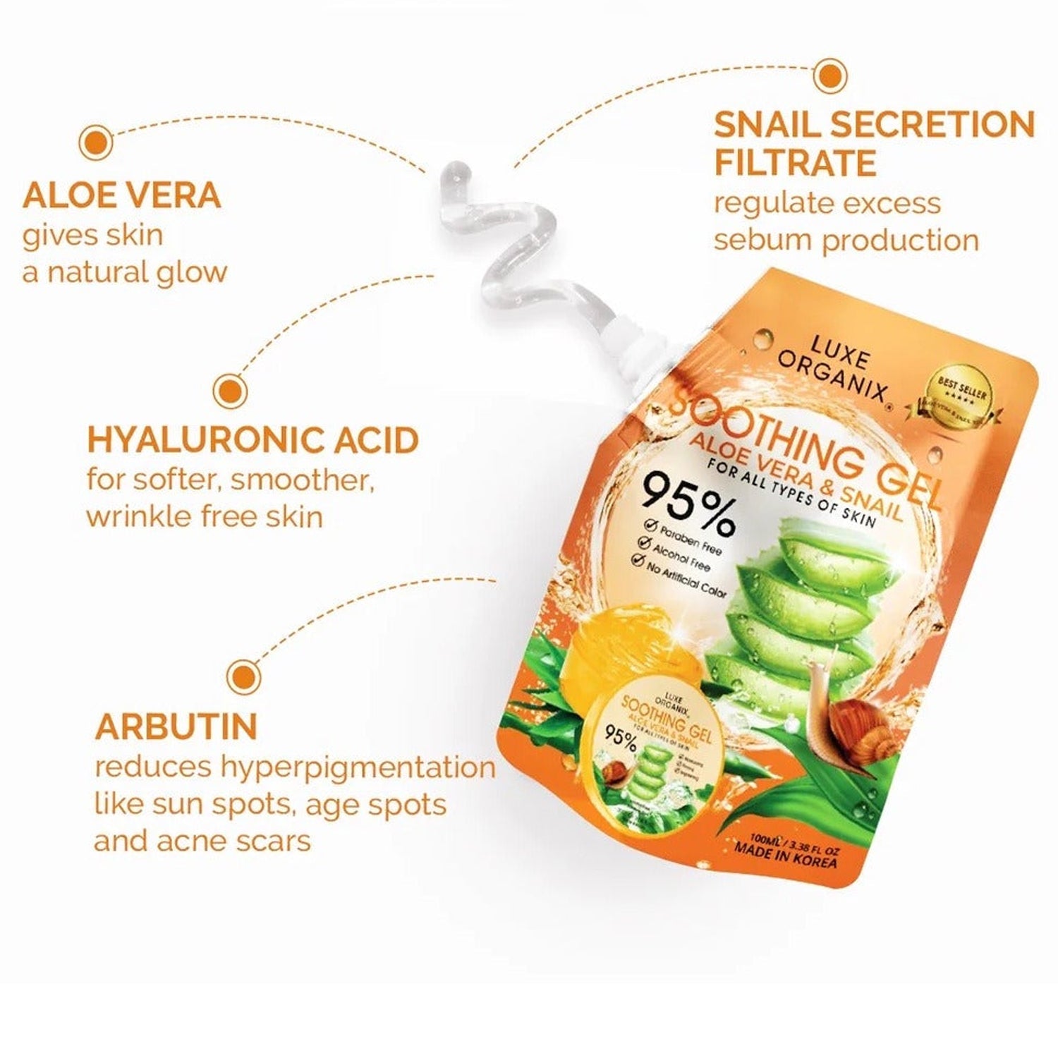 Luxe Organix Aloe Vera & Snail Soothing Gel - 100ml
