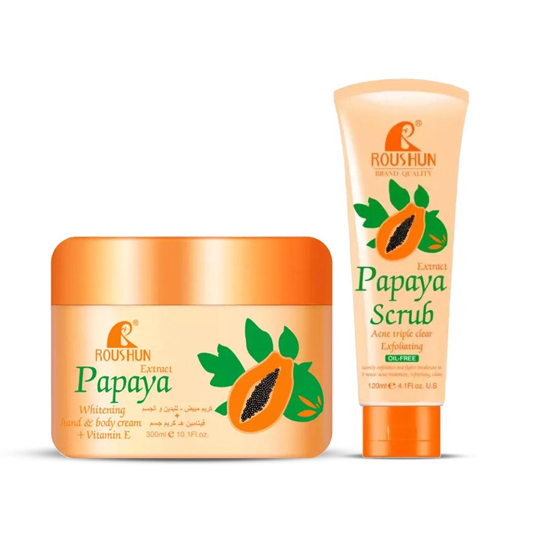 Roushun Papaya Whitening Cream + Scrub (Combo)