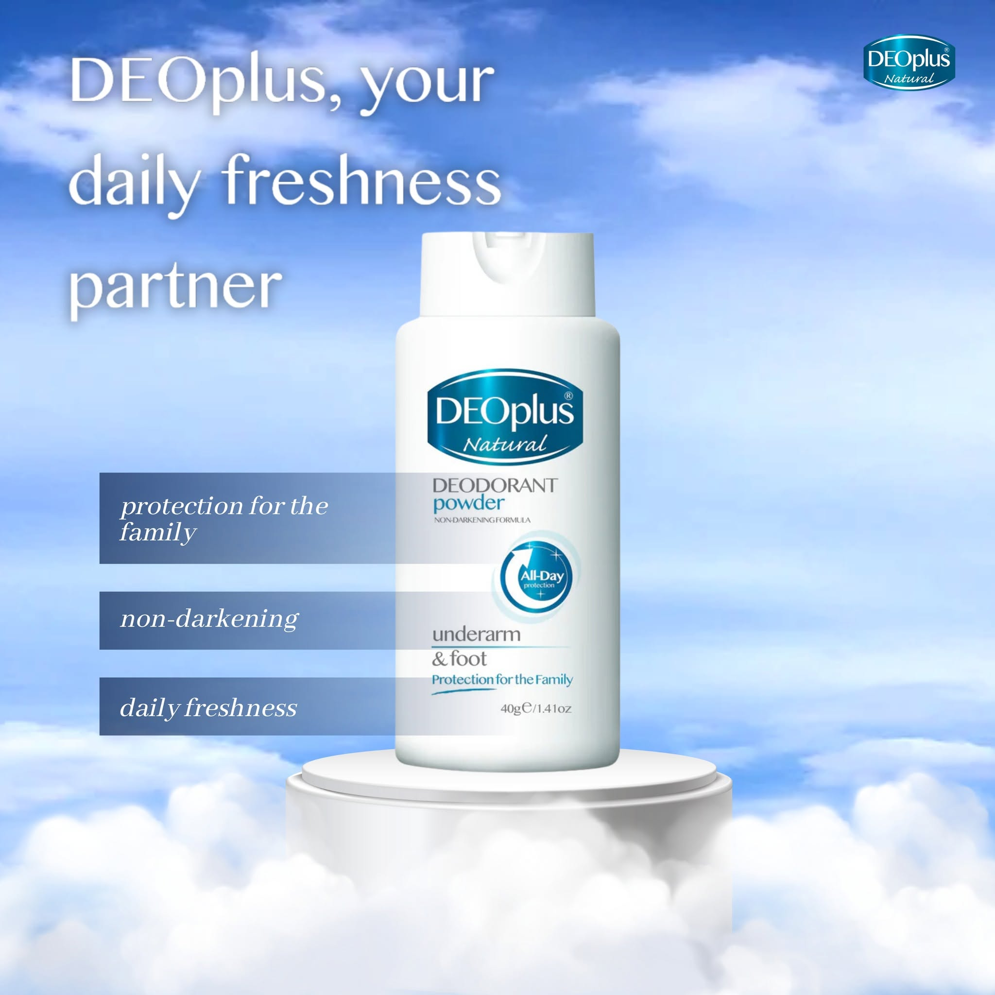 Deoplus Natural Tri-Active System Deodorant Powder - 40g