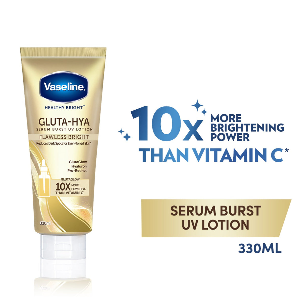 Vaseline Gluta-Hya Serum Burst UV Lotion Flawless Glow - 330ml