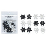 Polka Dot Flower Hair Band With Pearl - 12 Pcs