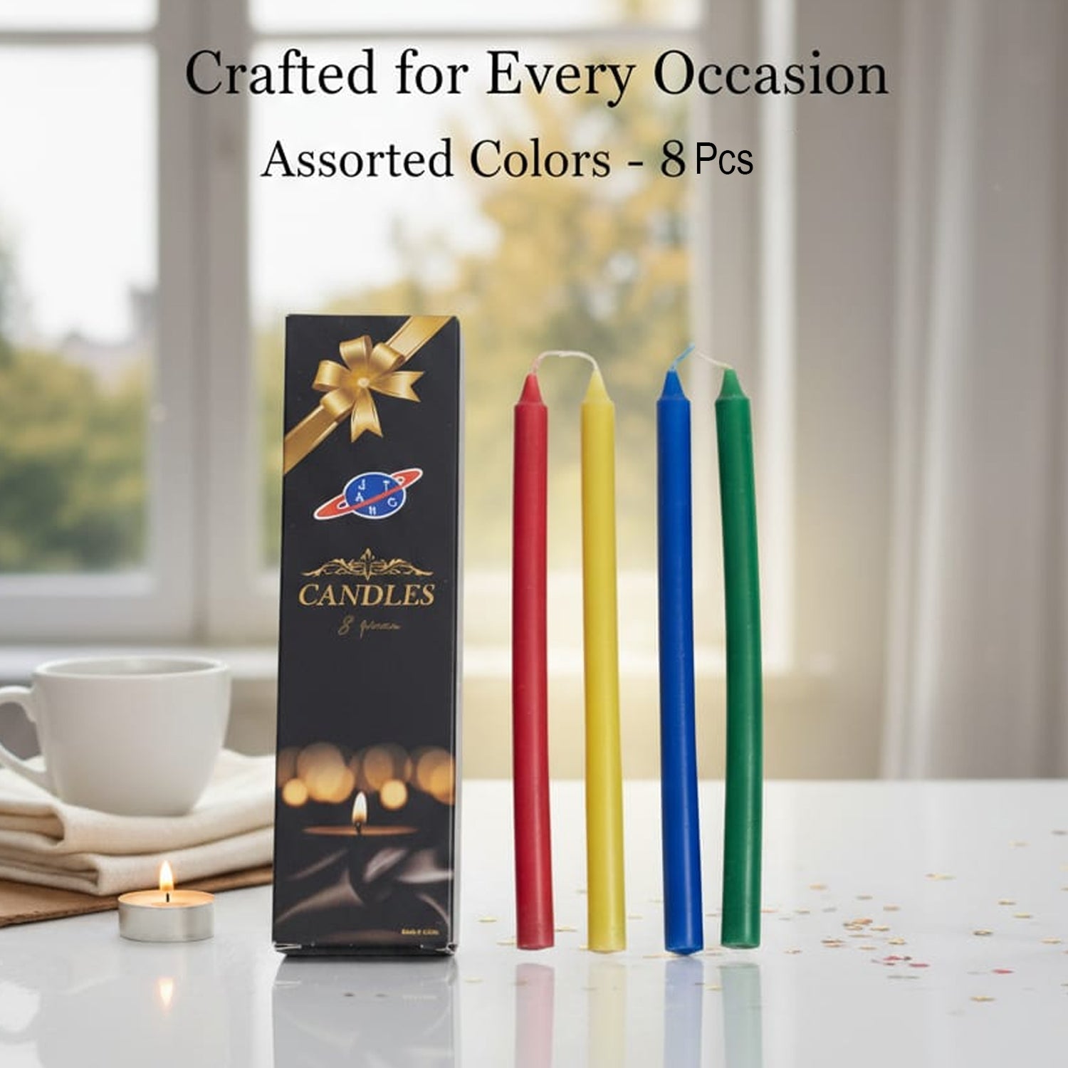 Every Occasion Assorted Colors Candles - 8 Pcs