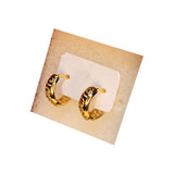 Golden Stainless Steel Stud Earings - 074