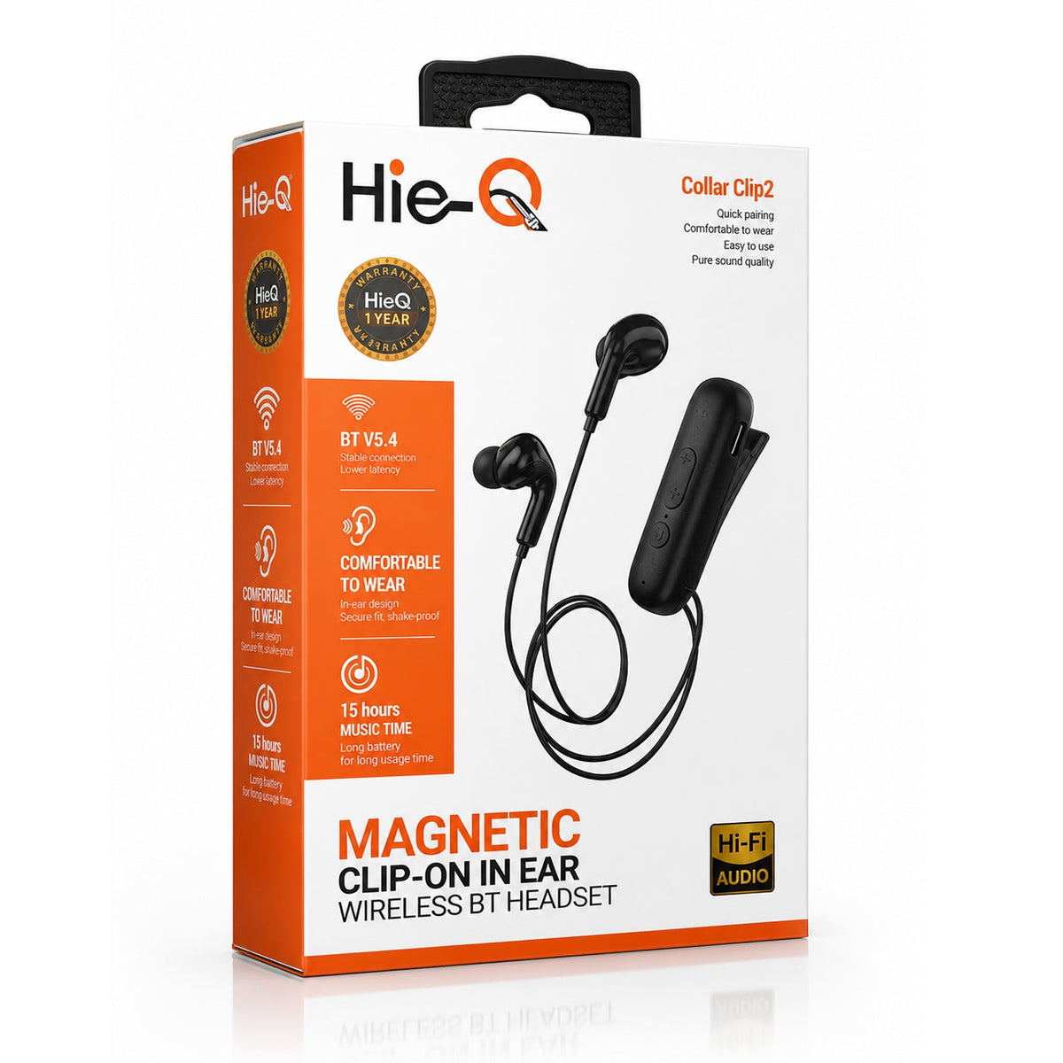 Hie-Q Magnetic Clip In Ear BT Headset - Coller Clip 2