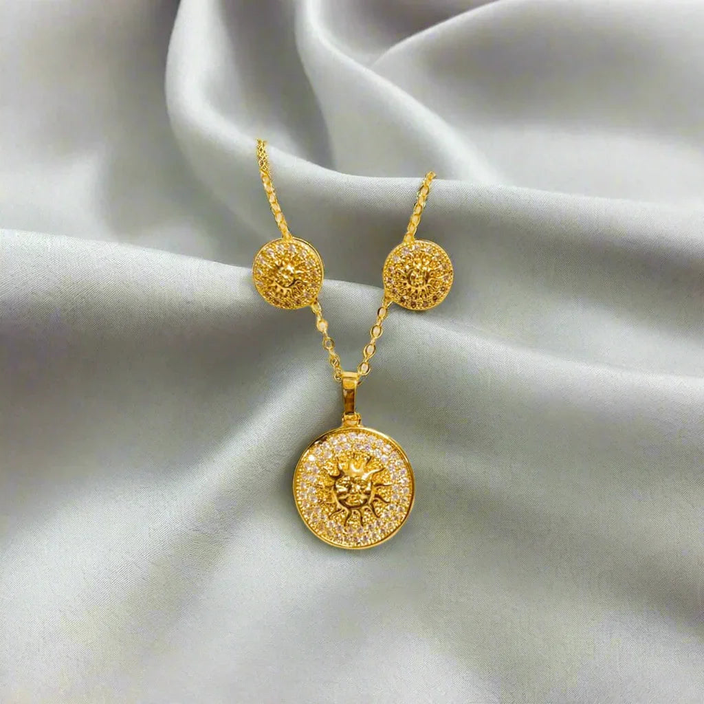 Korean Style Golden Stainless Steel Jewelry Set - FJ4224