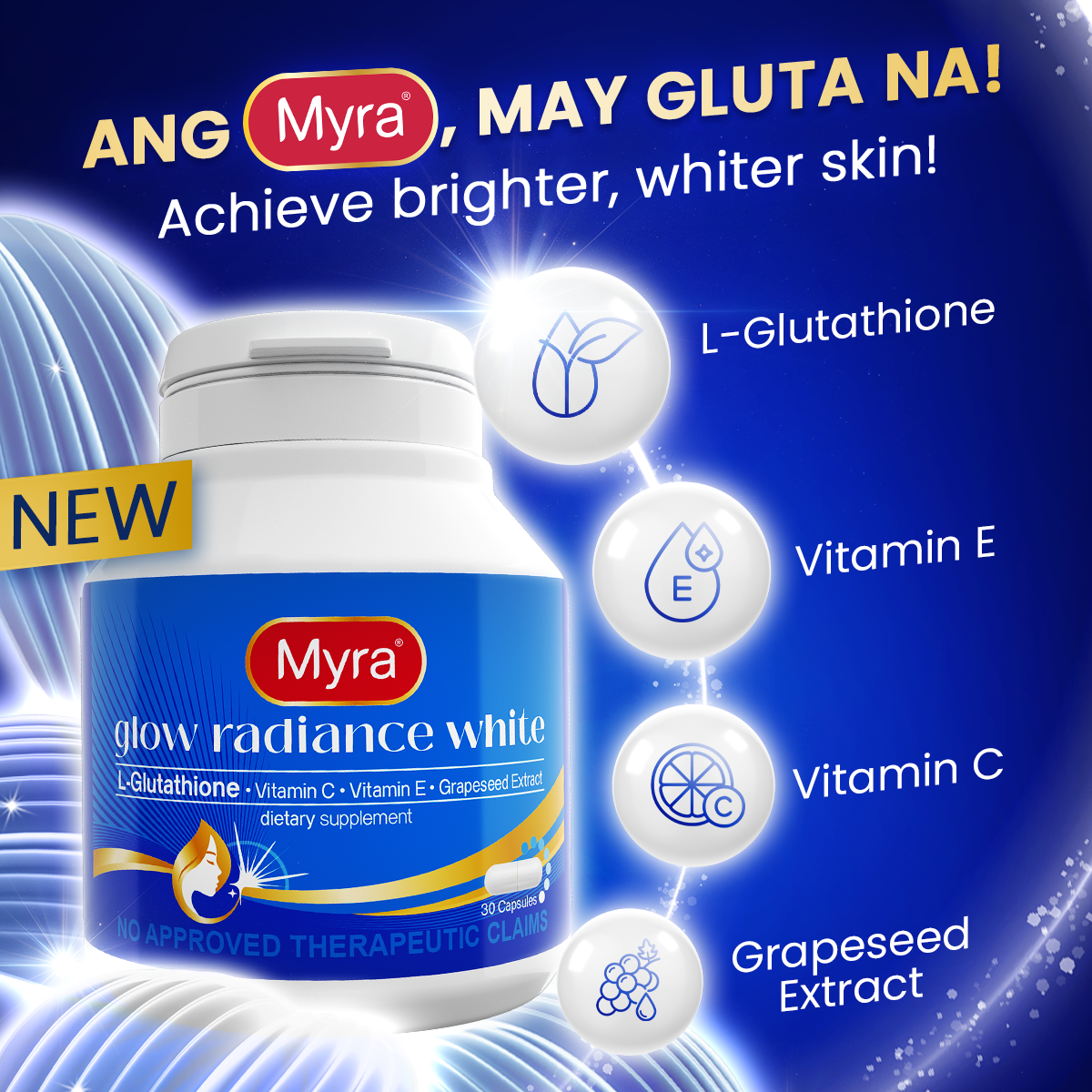 Myra Glow Radiance White Caps - 30's