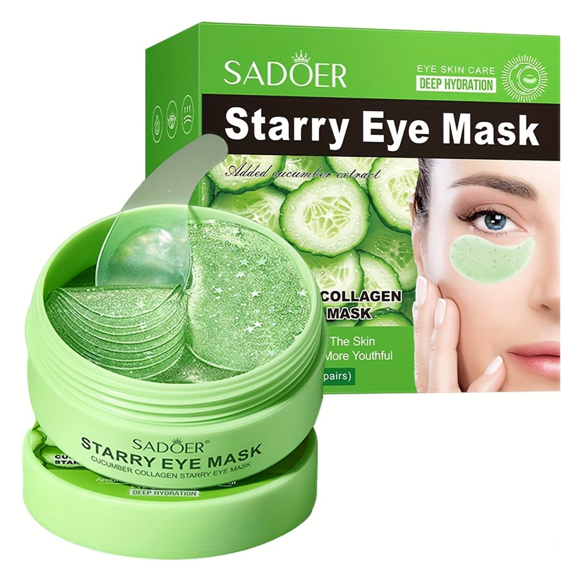 Sadoer Cucumber Collagen Starry Eye Mask - 80g (60Pcs)