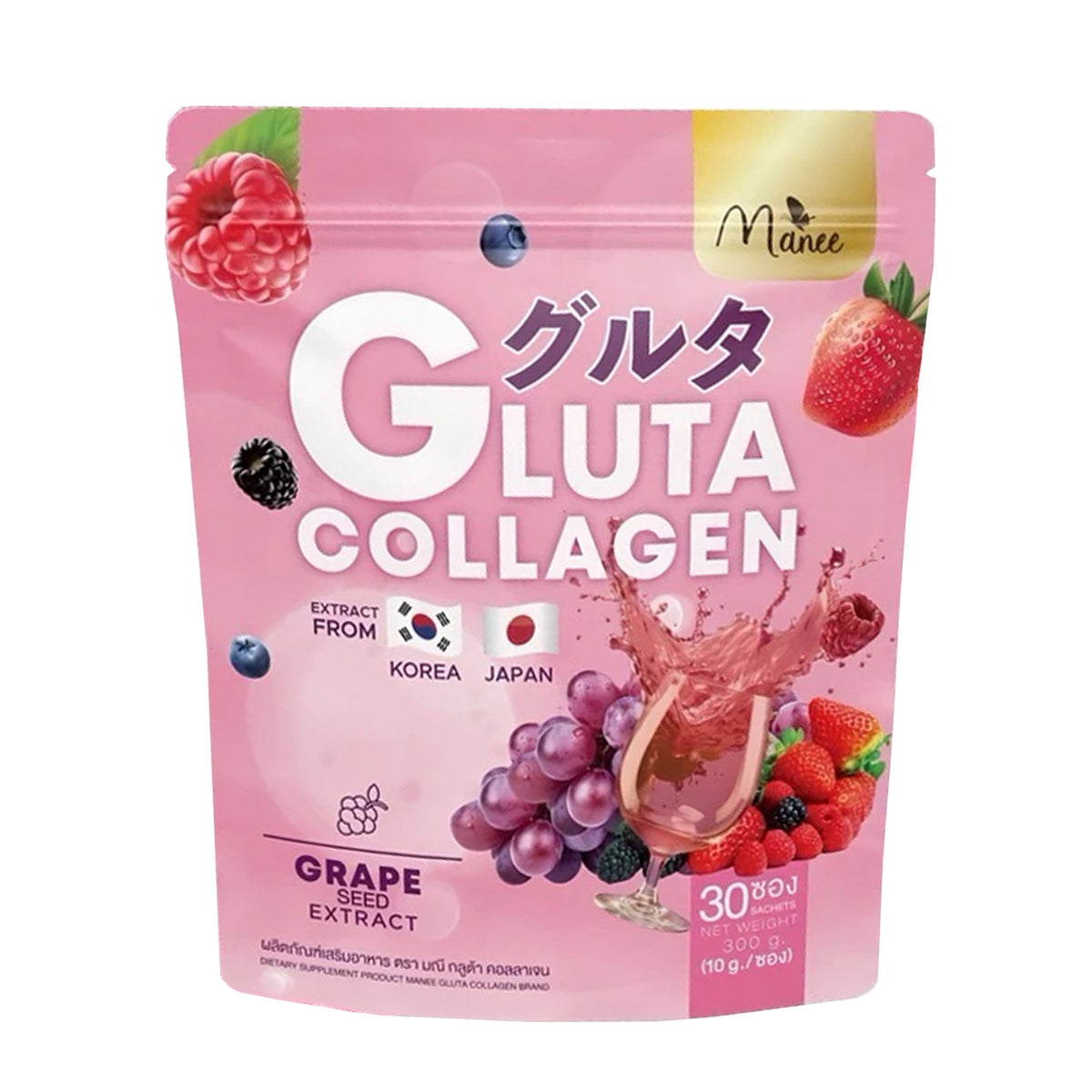 Manee Gluta Collagen Grape Seed Extract - 30 Sachets × 10g (300g)