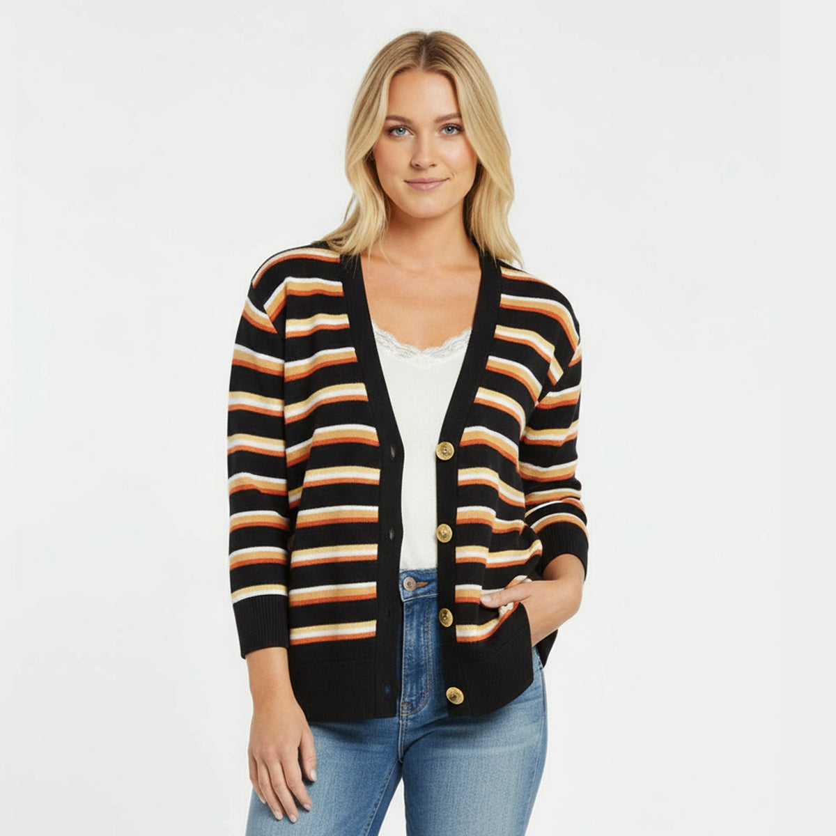 Women's Striped Long Sleeve Soft Knit (RA96)