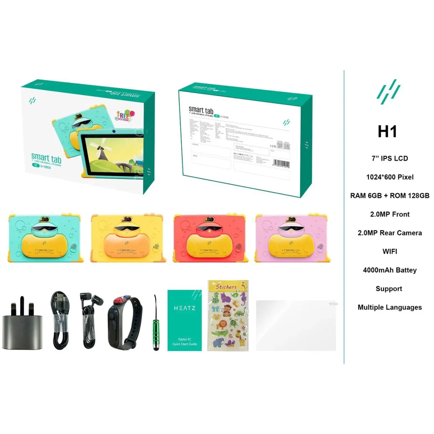 Heatz Kids Smart Tablet 6GB Ram + 128GB Rom - H1