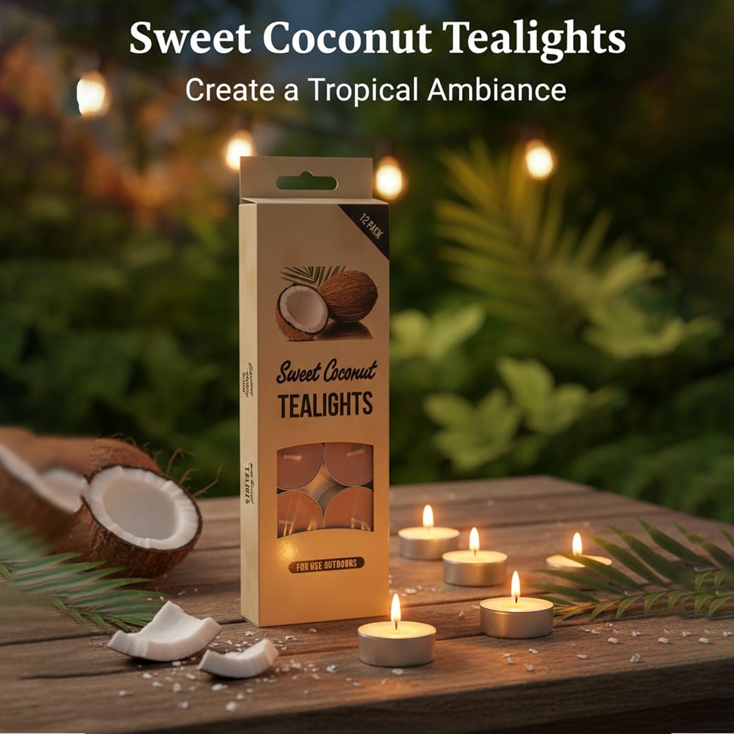 Sweet Coconut Tealights Candles - 12 Pcs