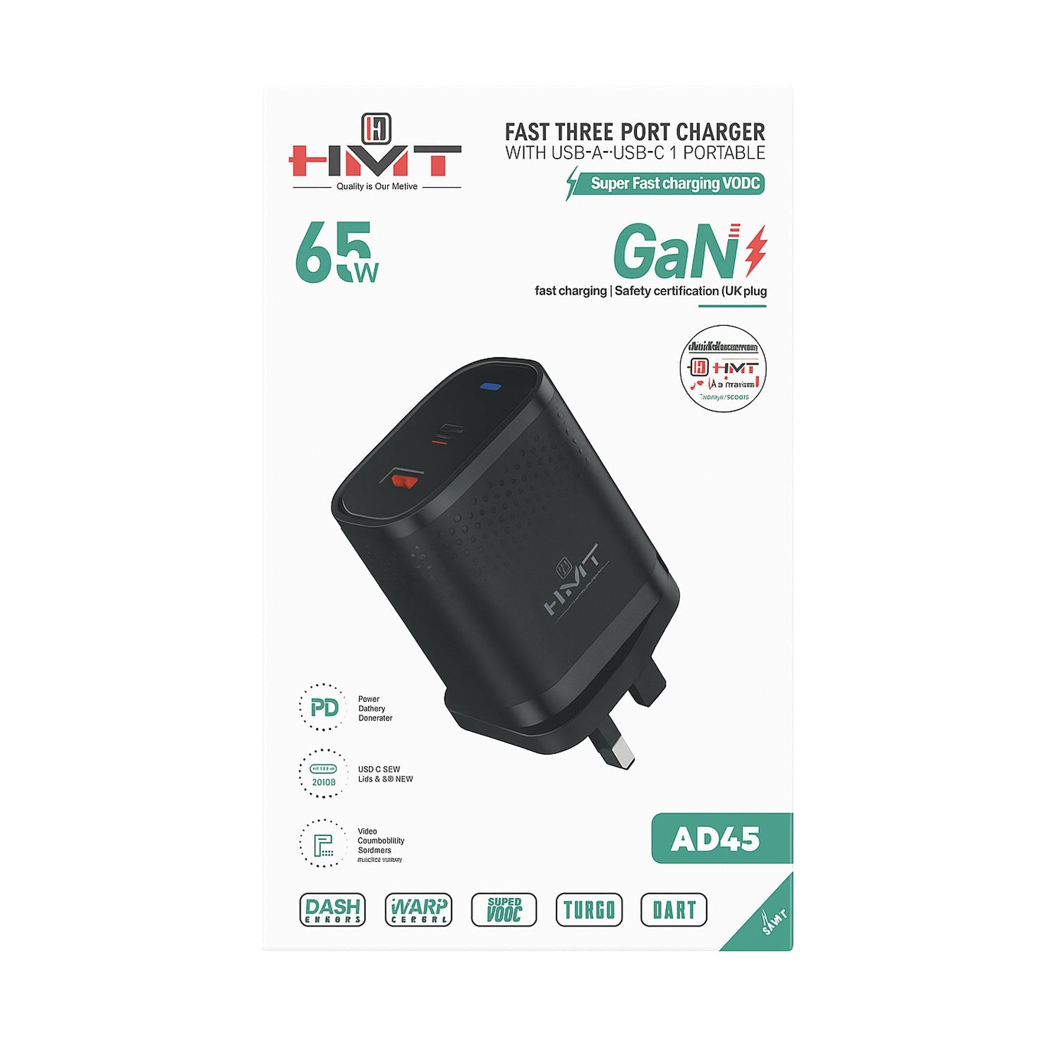 HMT 65W Fast Three Port Charger - AD45
