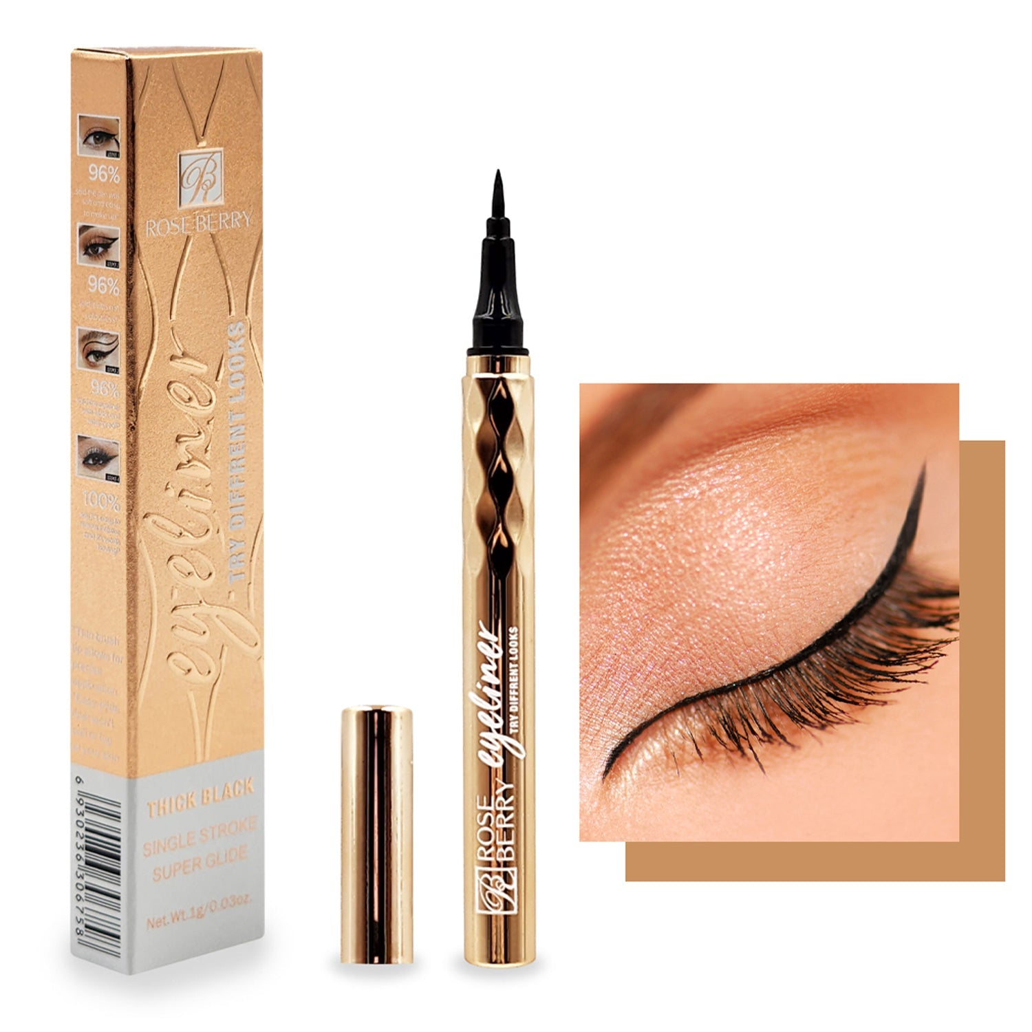 Rose Berry Super Glide Thick Black Eyeliner - 1g