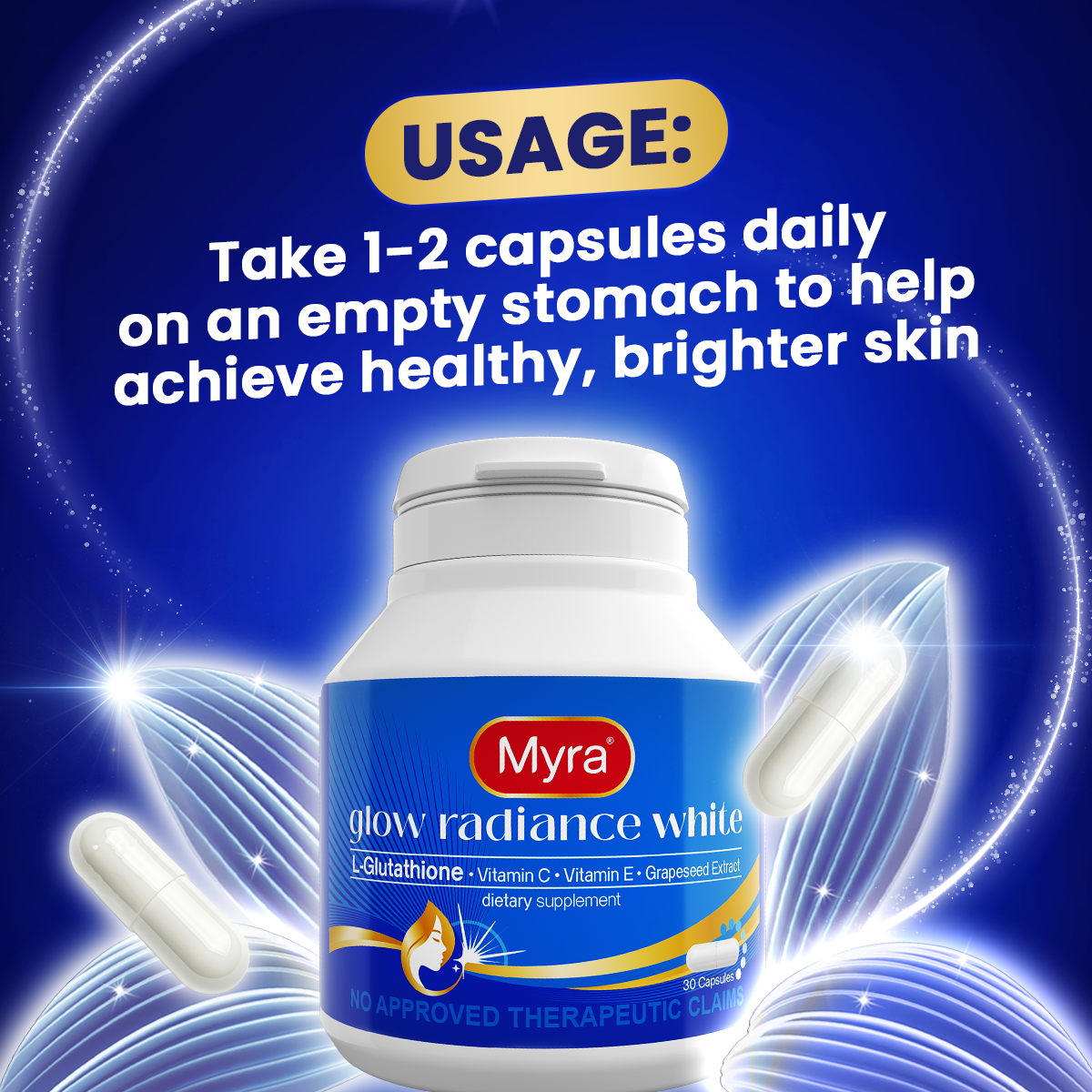 Myra Glow Radiance White Caps - 30's