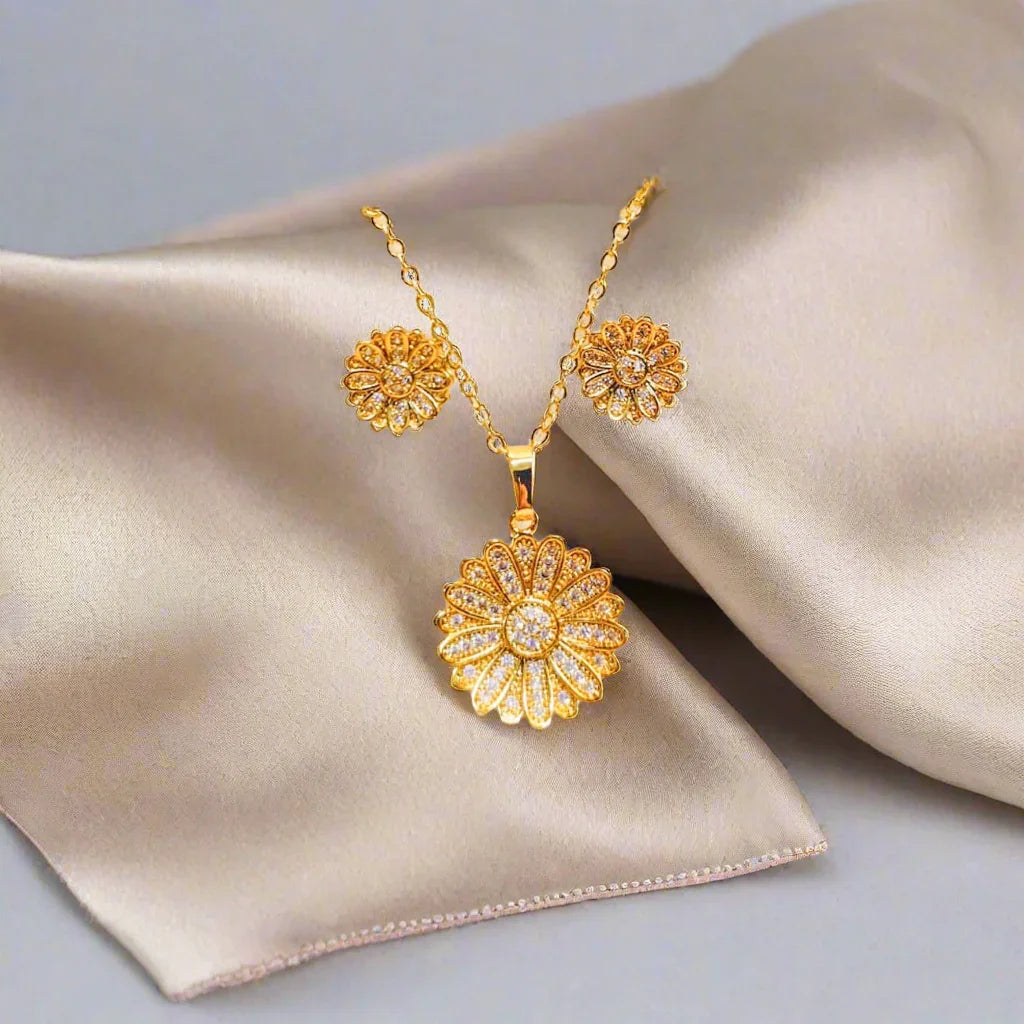 Korean Style Golden Stainless Steel Jewelry Set - FJ4227