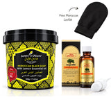 Jardin D Oleane Moroccan Black Soap with Lemon Essential Oil & Argan Oil + Free Loofah