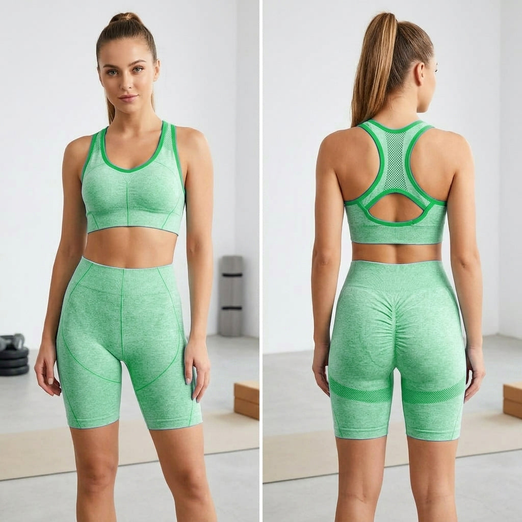 Women's Seamless High Waist Gym Fitness Yoga Wear Set - CW2081