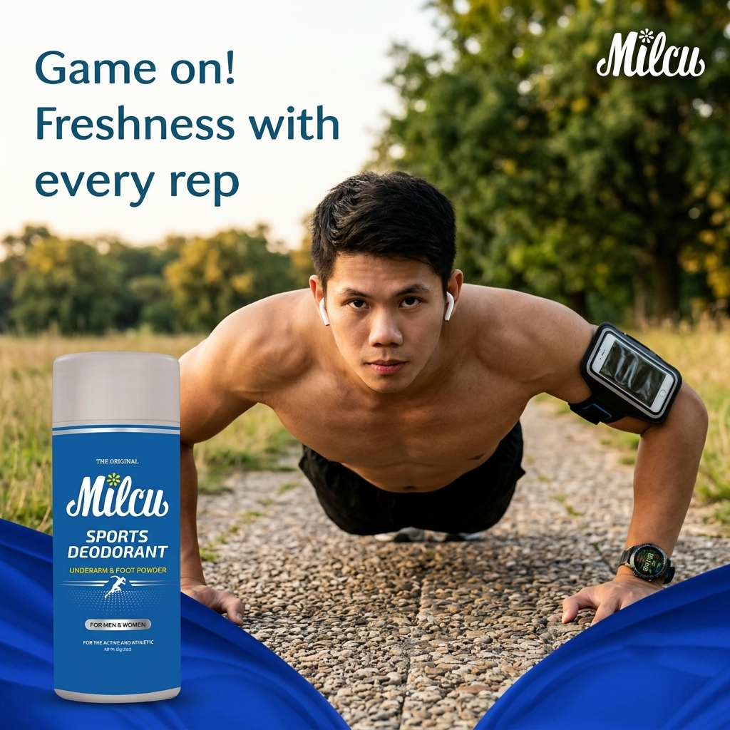 Milcu Sports Deodorant For Underarm & Foot Powder - 80g